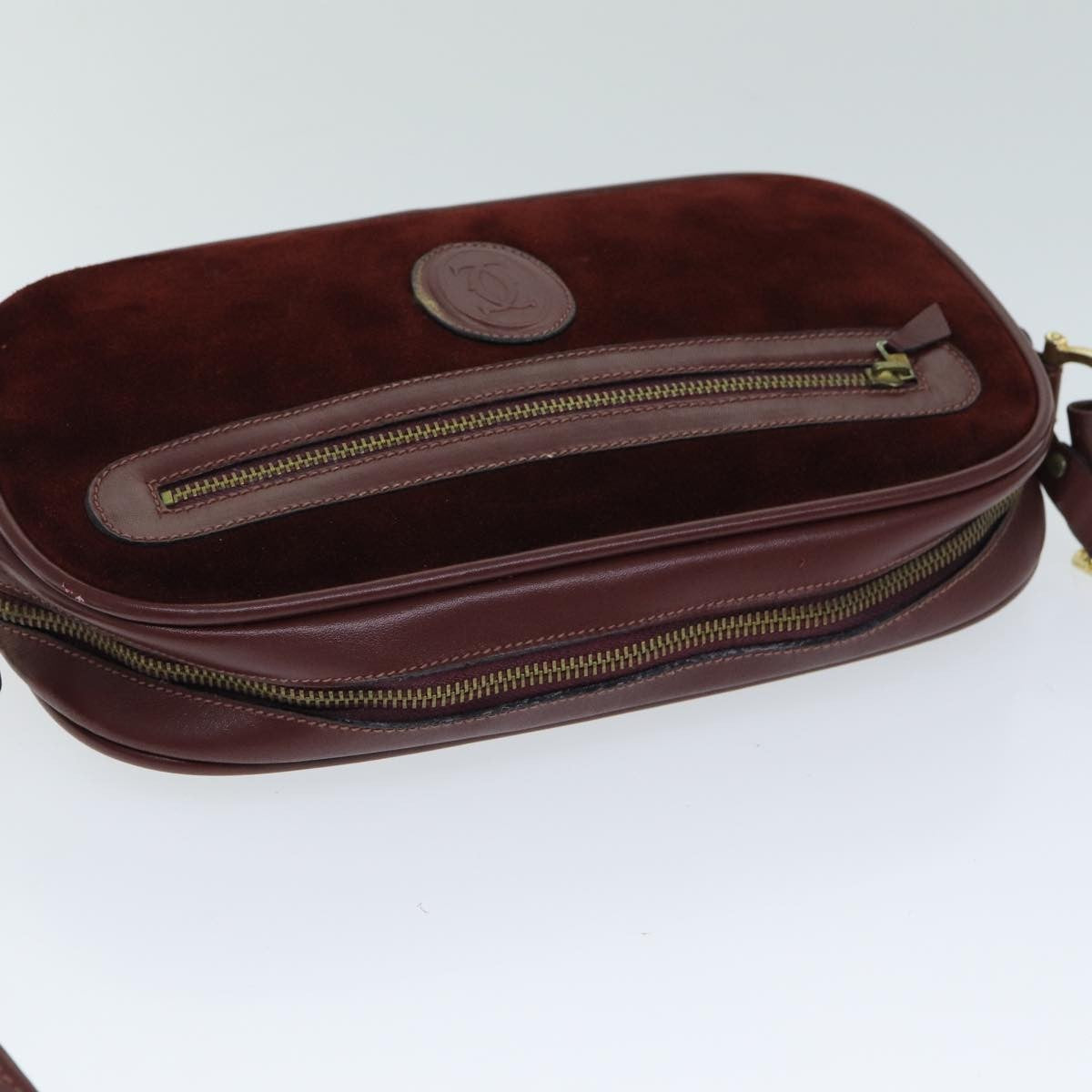 Cartier Vintage Must De Cartier Suede Burgundy Suede Shoulder Bag Bag (Pre-Owned)