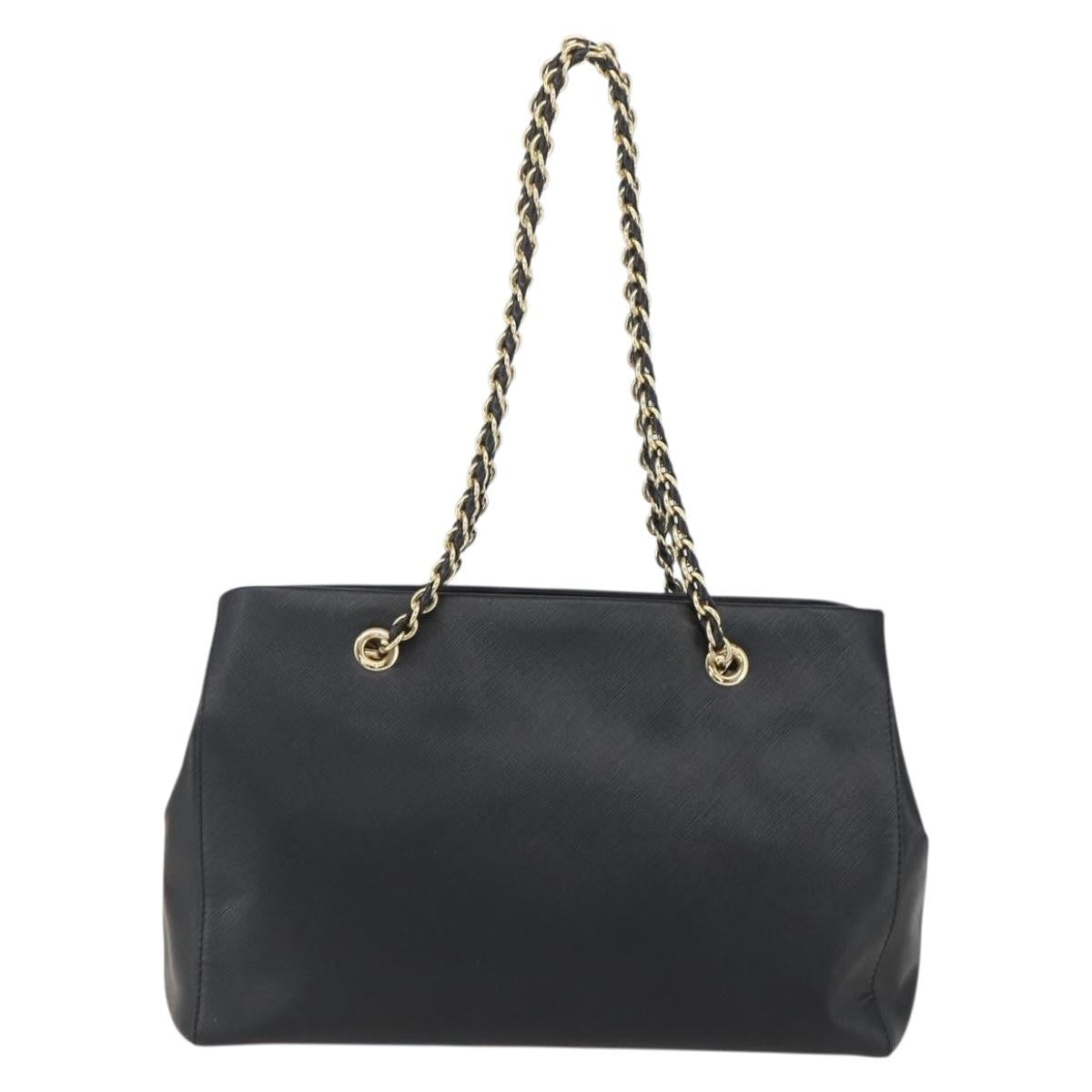Salvatore Ferragamo Vala Chain Leather Black Leather Shoulder Bag Bag (Pre-Owned)