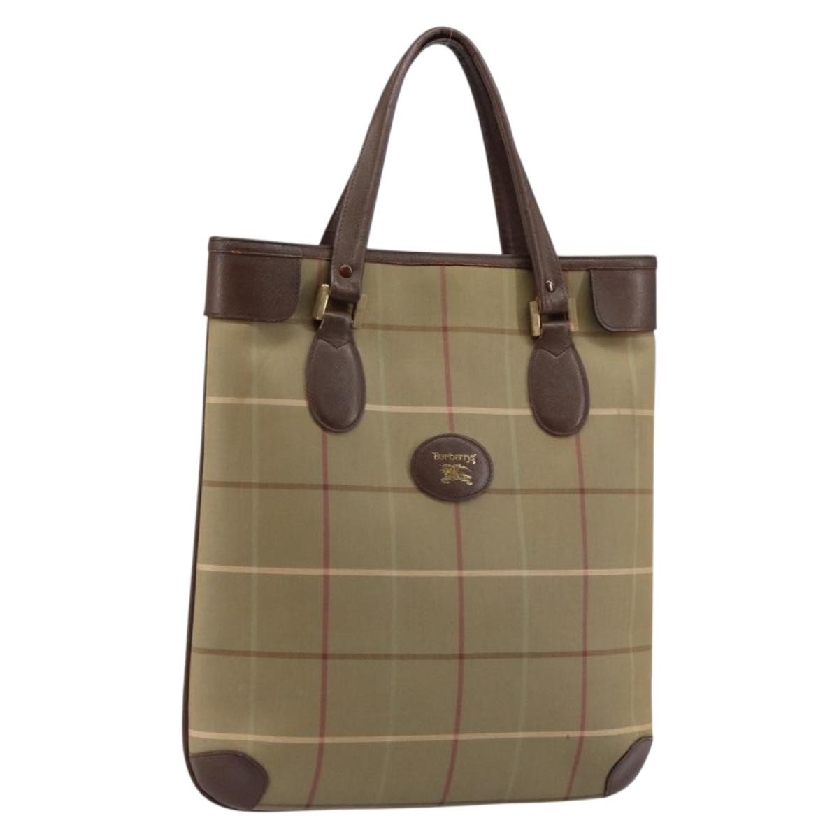 Burberry Nova Check Tote Canvas Check Pattern Beige Canvas Tote Bag Bag (Pre-Owned)