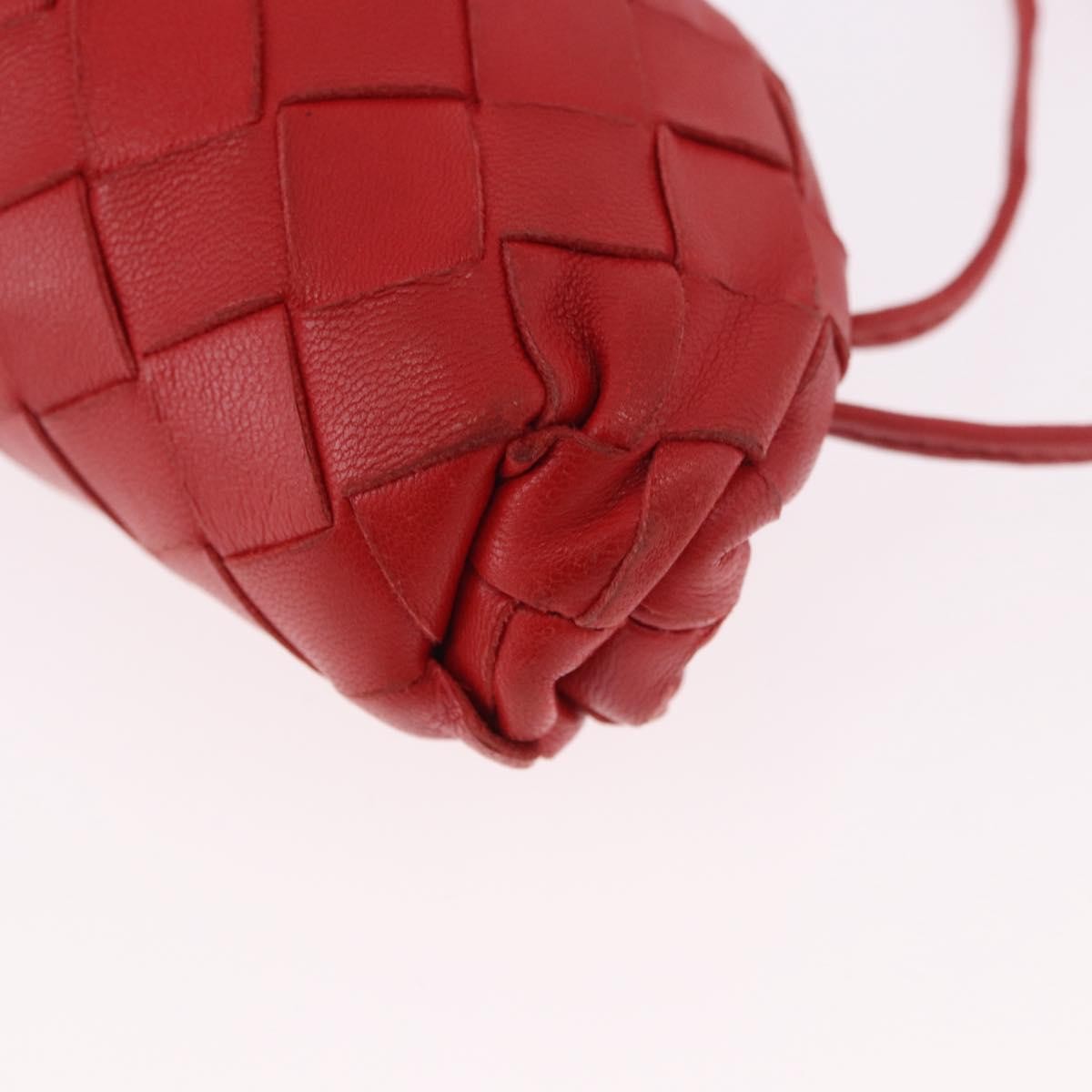 Bottega Veneta The Pouch Coin Purse Intrecciato Nappa Red Leather Clutche & Pouche Bag (Pre-Owned)