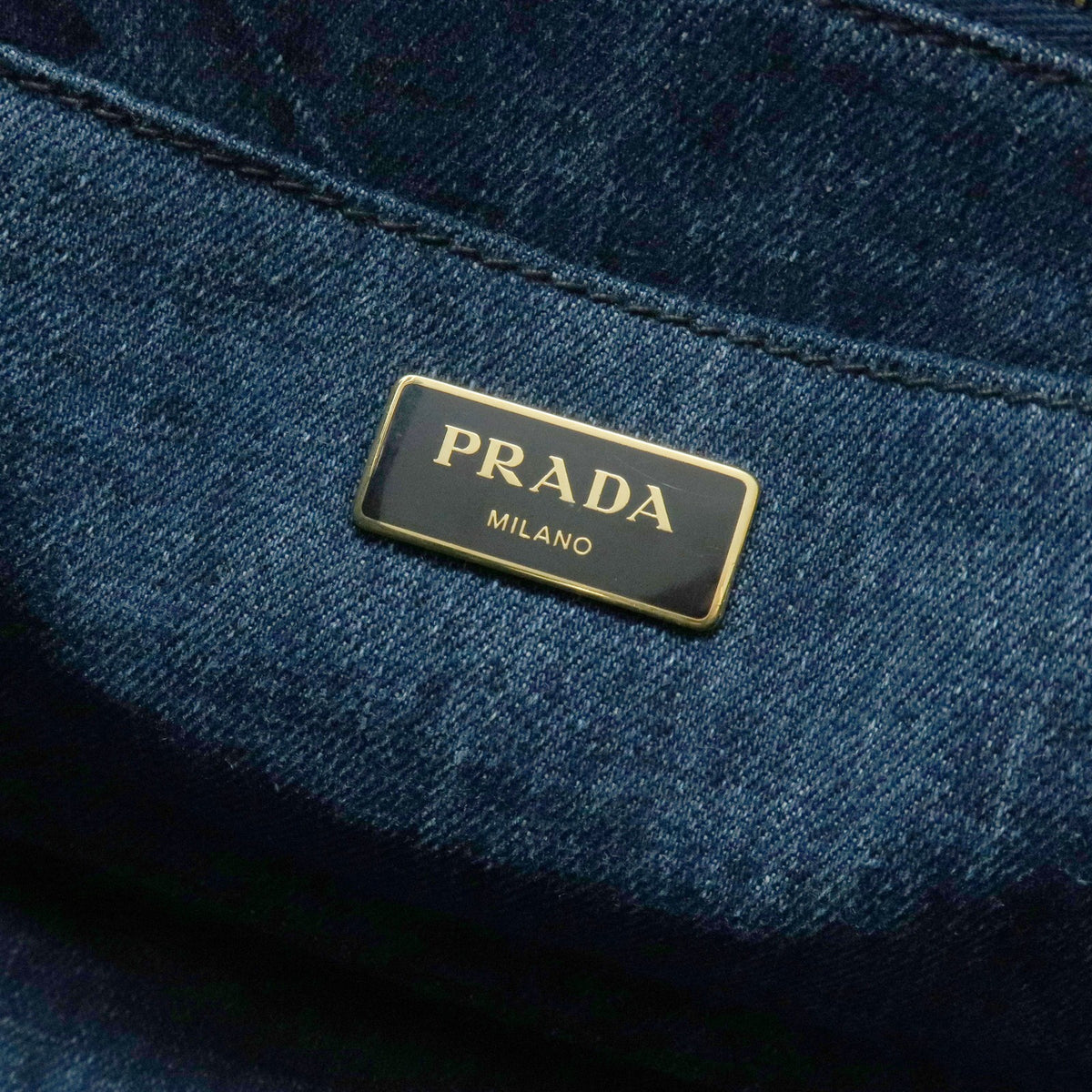 Prada Canapa Convertible Denim Blue Denim_Jeans Tote Bag Bag (Pre-Owned)