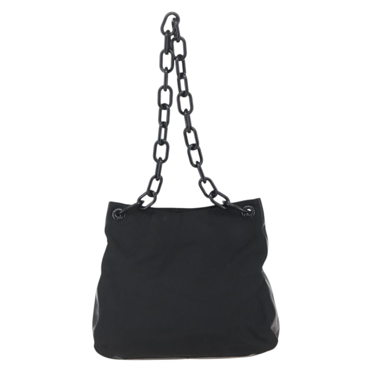 Prada Chain Tessuto Black Nylon Shoulder Bag Bag (Pre-Owned)