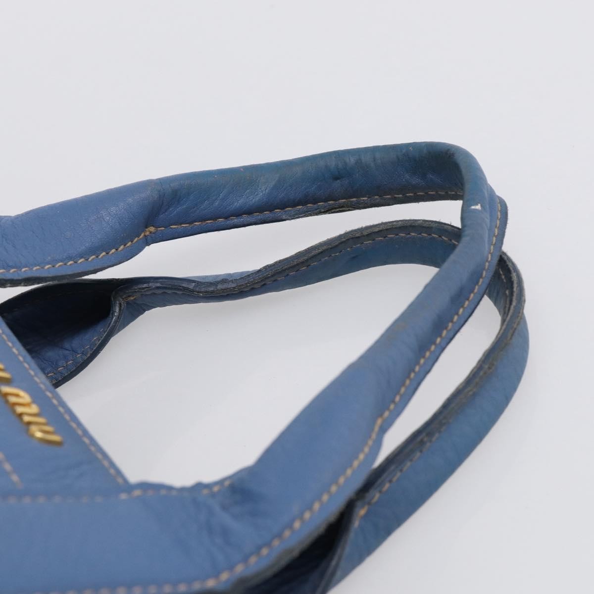 Miu Miu Beau Top Handle Leather Blue Leather Handbag (Pre-Owned)