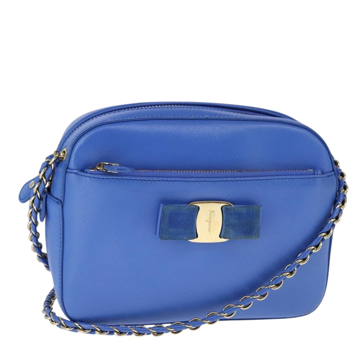 Salvatore Ferragamo Vala Leather Blue Leather Shoulder Bag Bag (Pre-Owned)