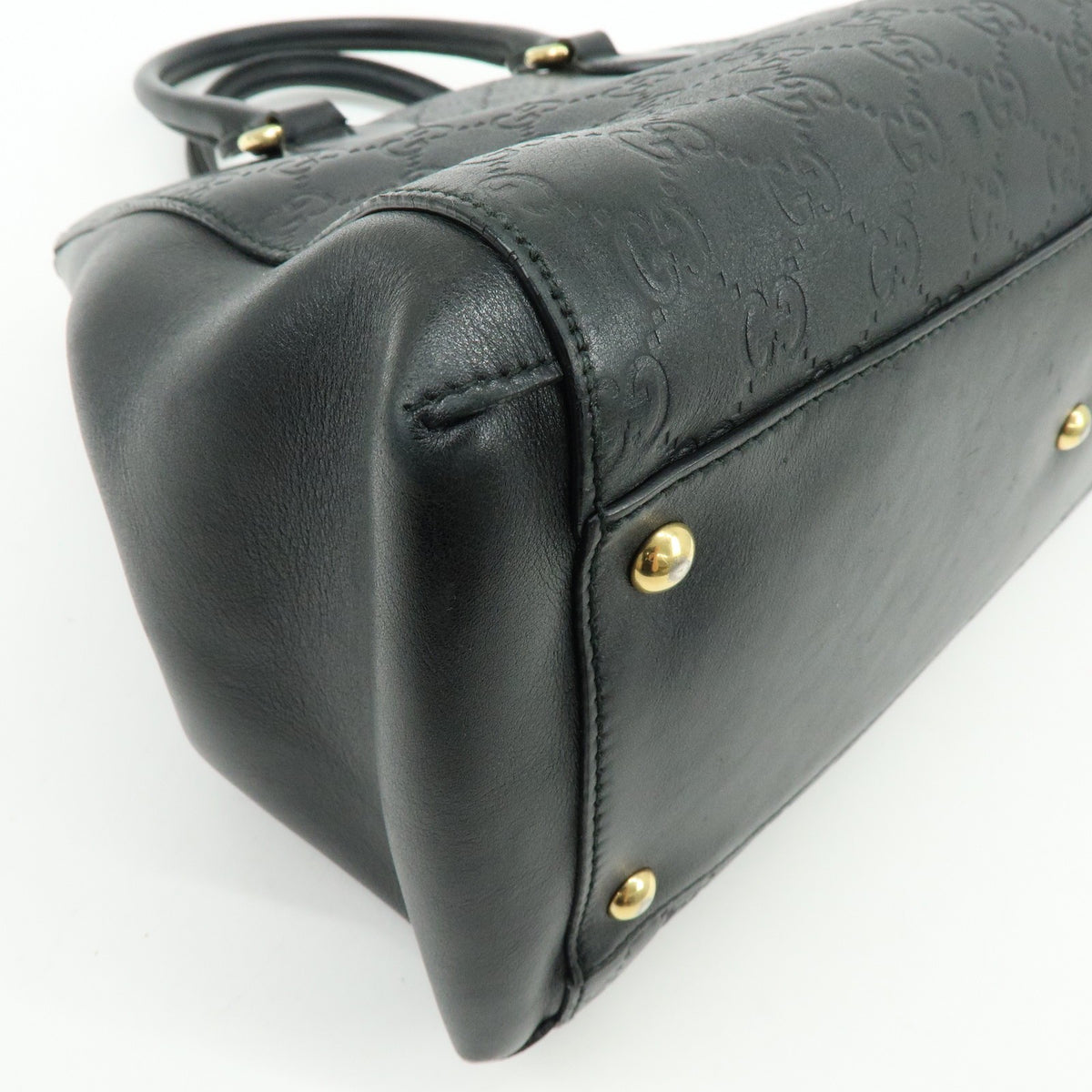 Gucci Soft Signature Convertible Top Handle Guccissima Leather Black Leather Handbag (Pre-Owned)