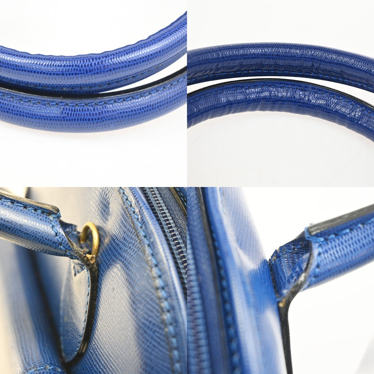 Celine Vintage Circle Logo Leather Blue Leather Handbag (Pre-Owned)