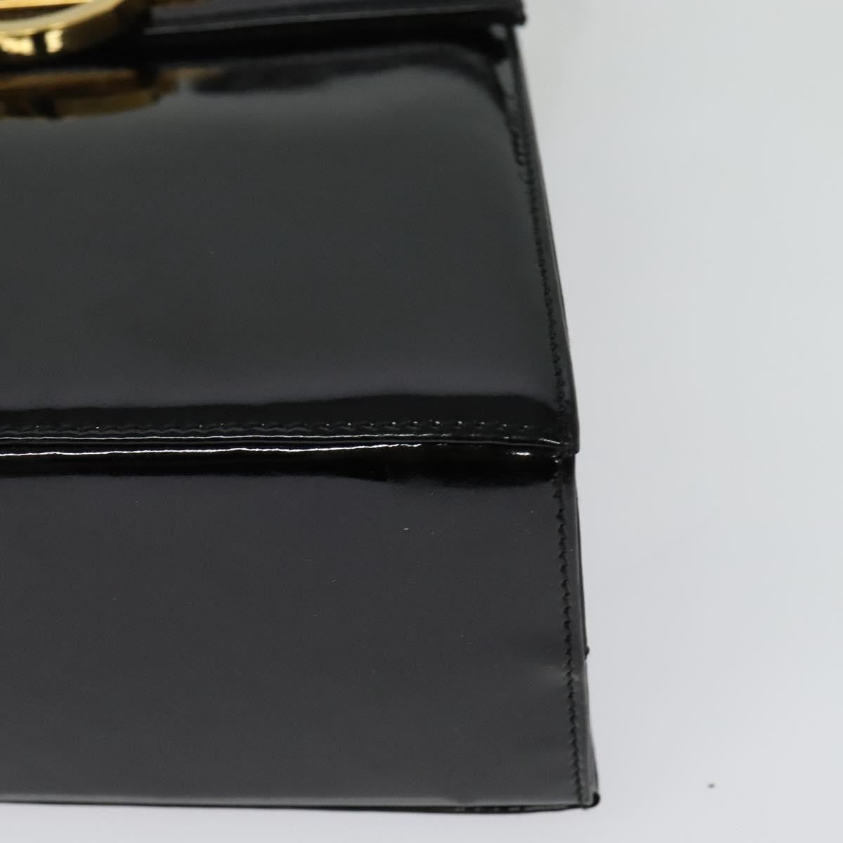 Salvatore Ferragamo Gancini Convertible Top Handle Patent Leather Black Patent_Leather Handbag (Pre-Owned)