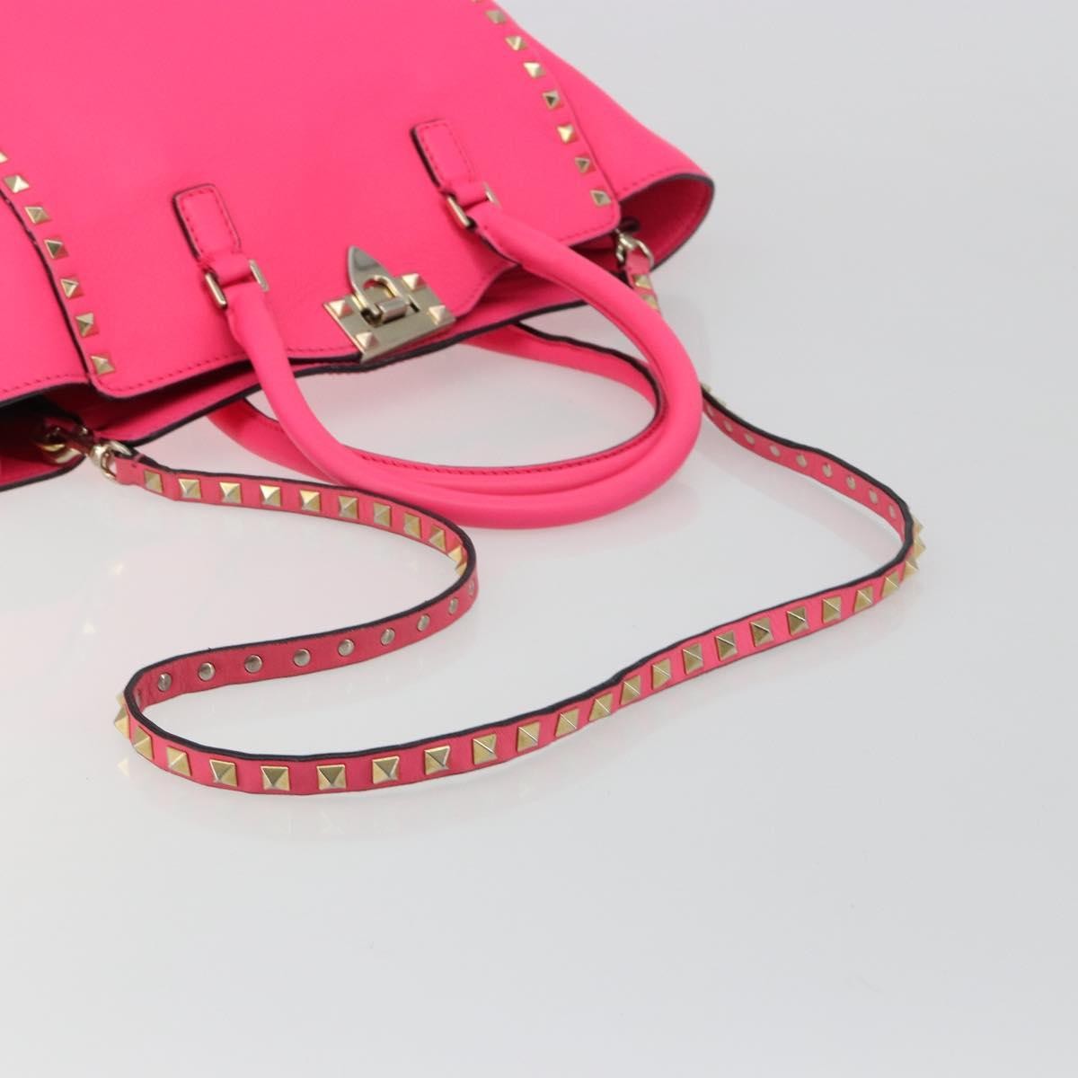 Valentino Garavani Rockstud Tote Soft Leather Pink Leather Tote Bag Bag (Pre-Owned)