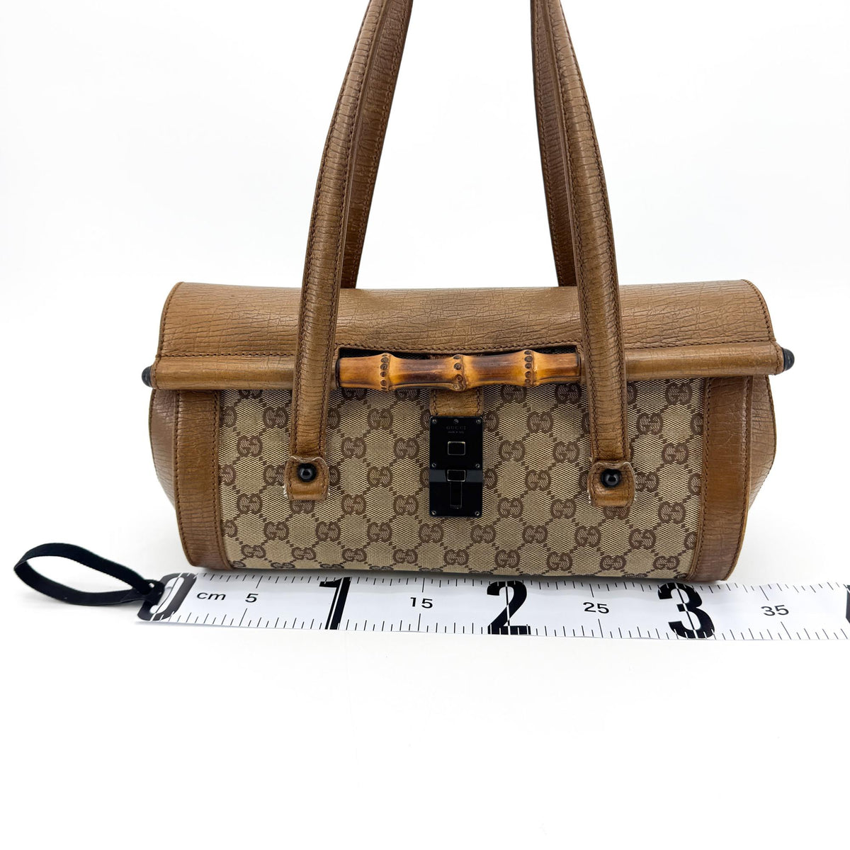 Gucci Bamboo Bullet Gg Canvas Brown Canvas Handbag (Pre-Owned)