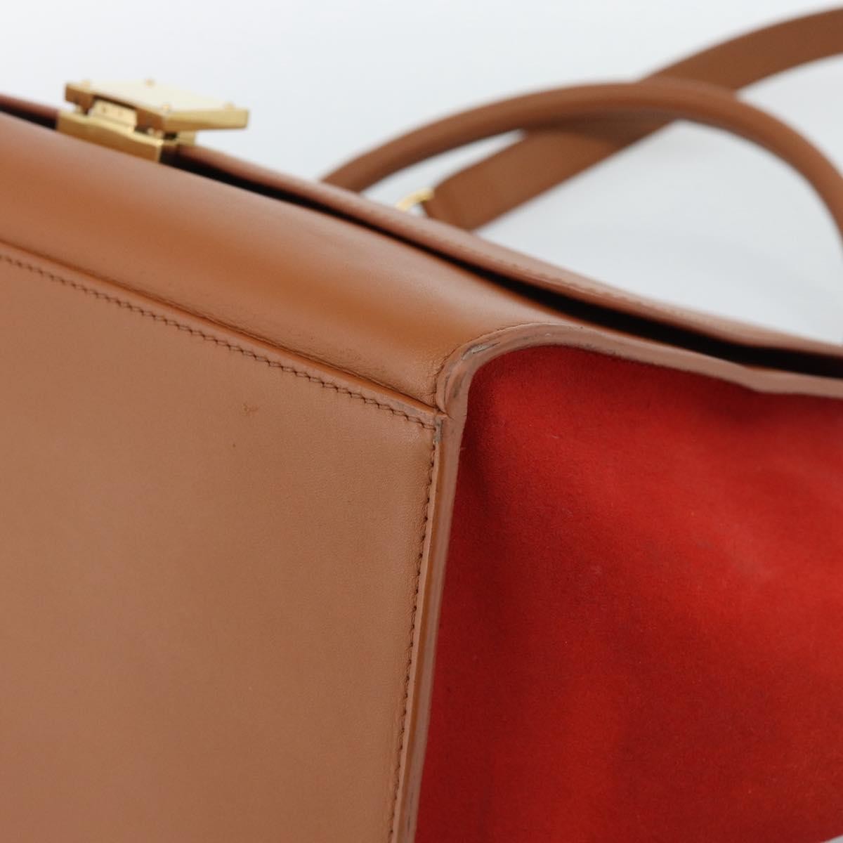 Celine Trapeze Leather With Suede Brown Leather Handbag (Pre-Owned)