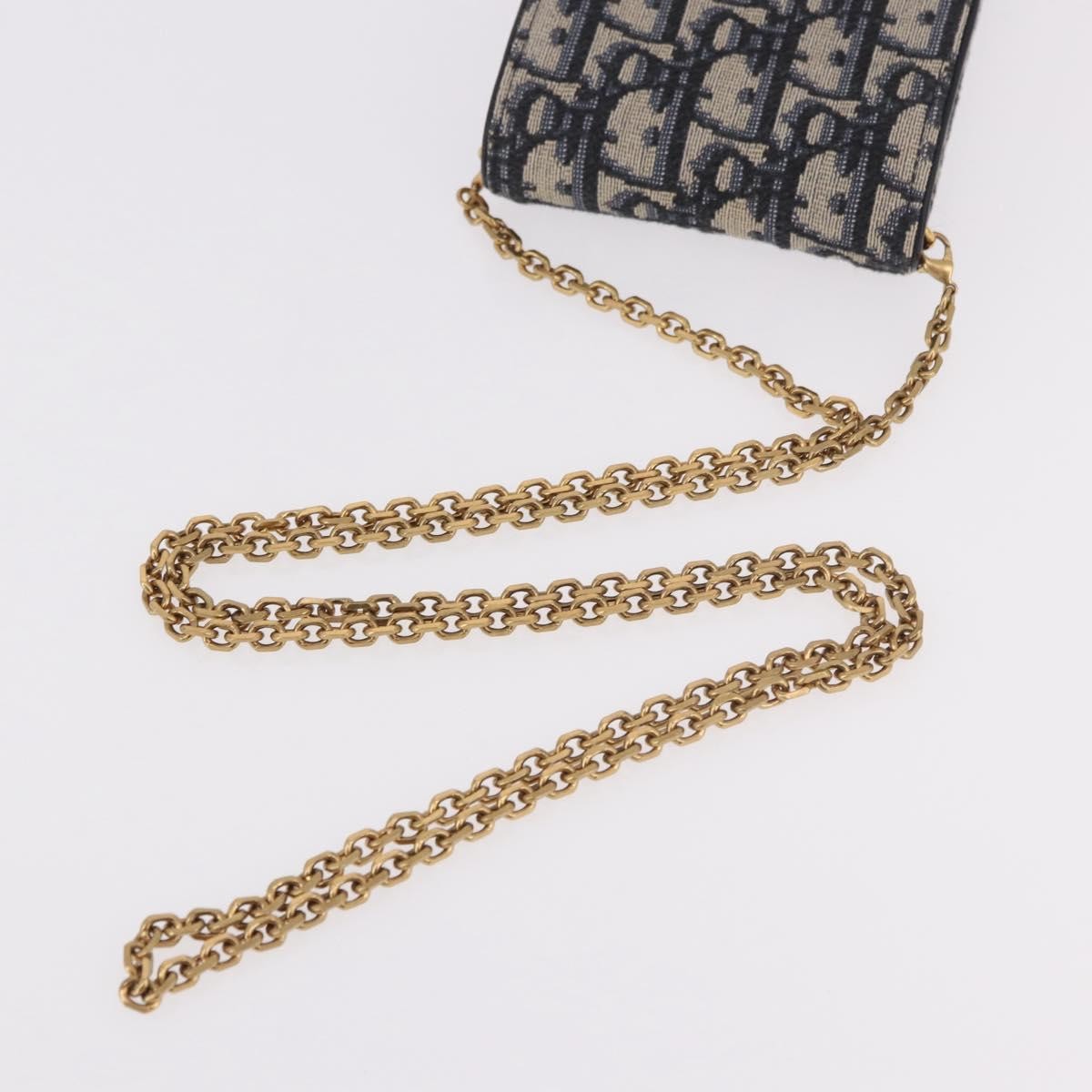 Christian Dior Vertical Saddle Chain Oblique Canvas Navy Canvas Clutche & Pouche Bag (Pre-Owned)