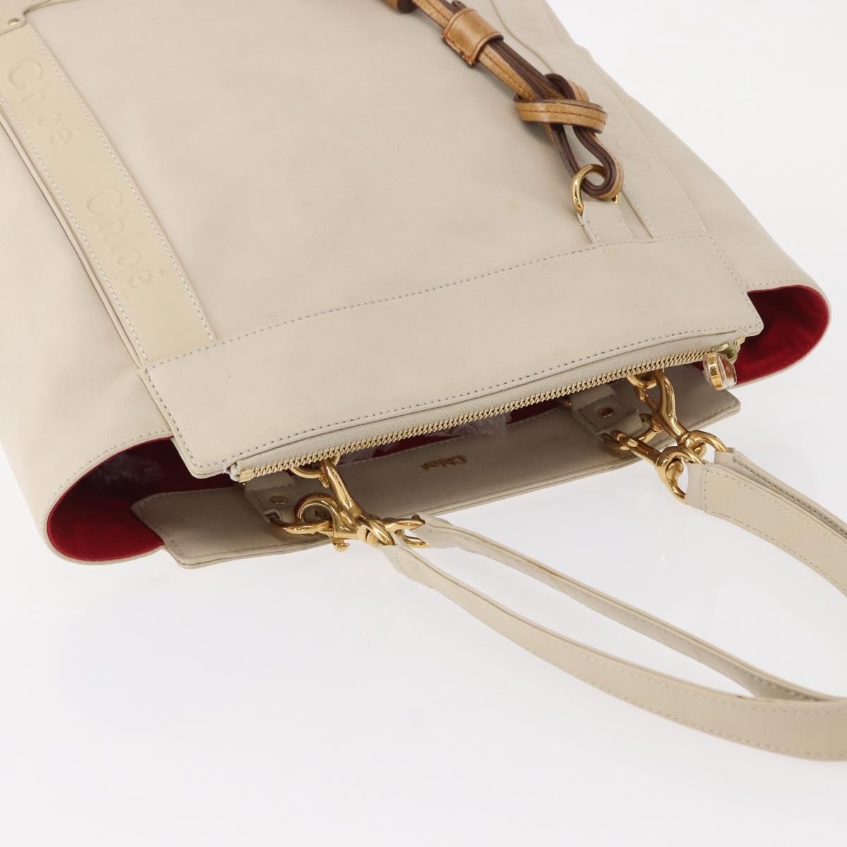 Chloe Eden Leather White Leather Tote Bag Bag (Pre-Owned)