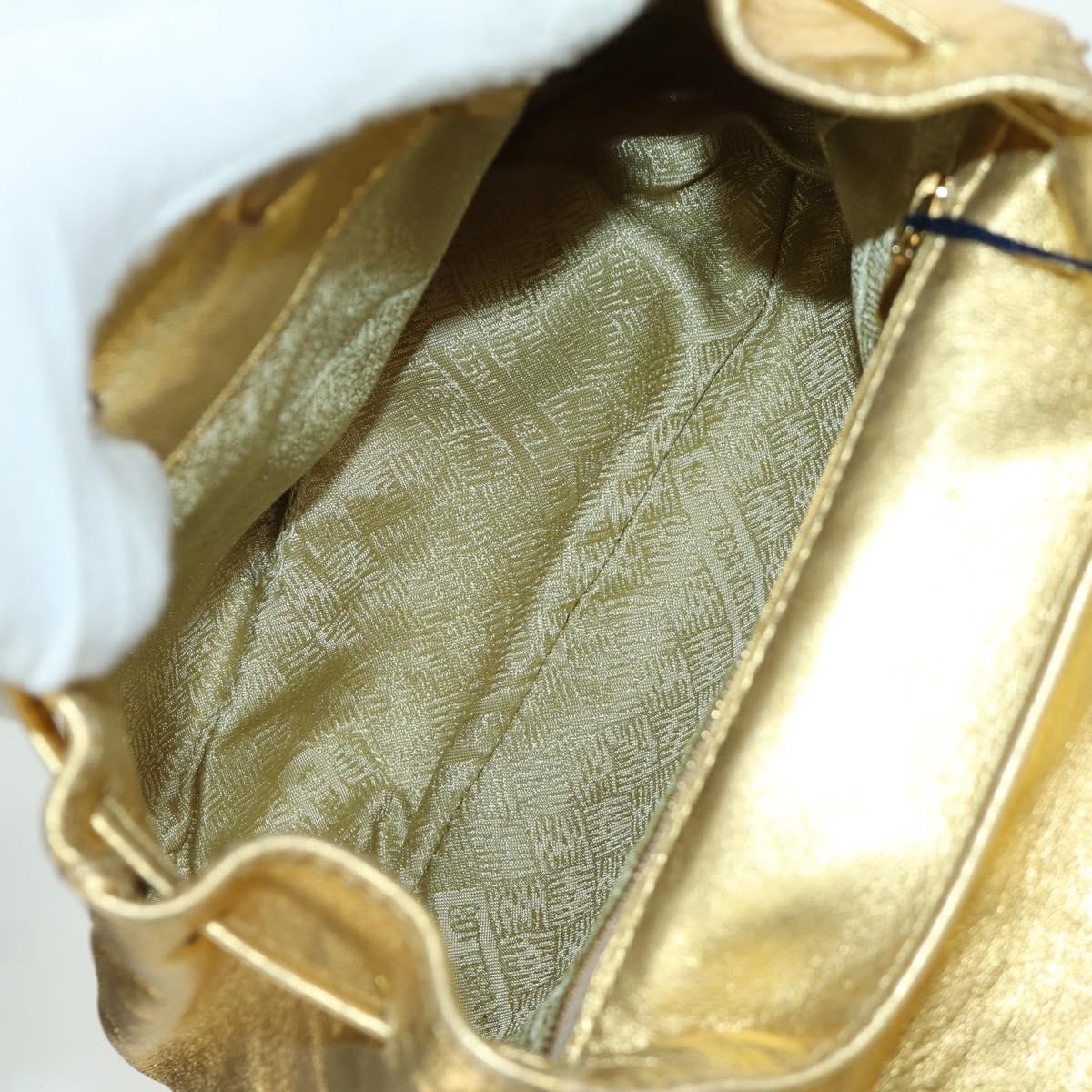 Bottega Veneta Backpack Leather With Intrecciato Gold Leather Backpack Bag (Pre-Owned)