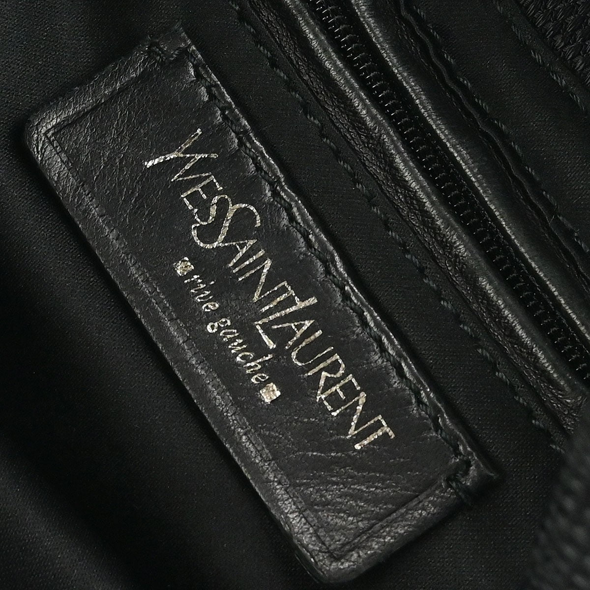 Saint Laurent Vintage Shoulder Bag Leather Black Nylon Shoulder Bag Bag (Pre-Owned)