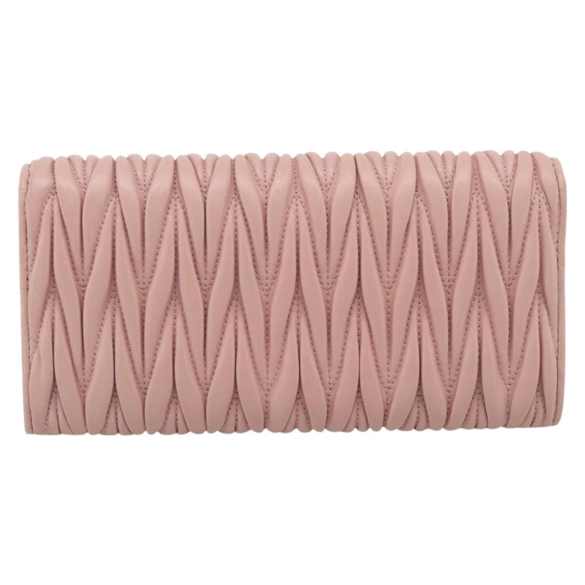 Miu Miu Matelasse Leather Pink Leather Wallets Accessory (Pre-Owned)