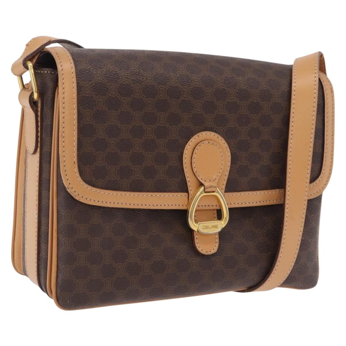 Celine Macadam Shoulder Canvas Brown Canvas Crossbody Bag Bag (Pre-Owned)