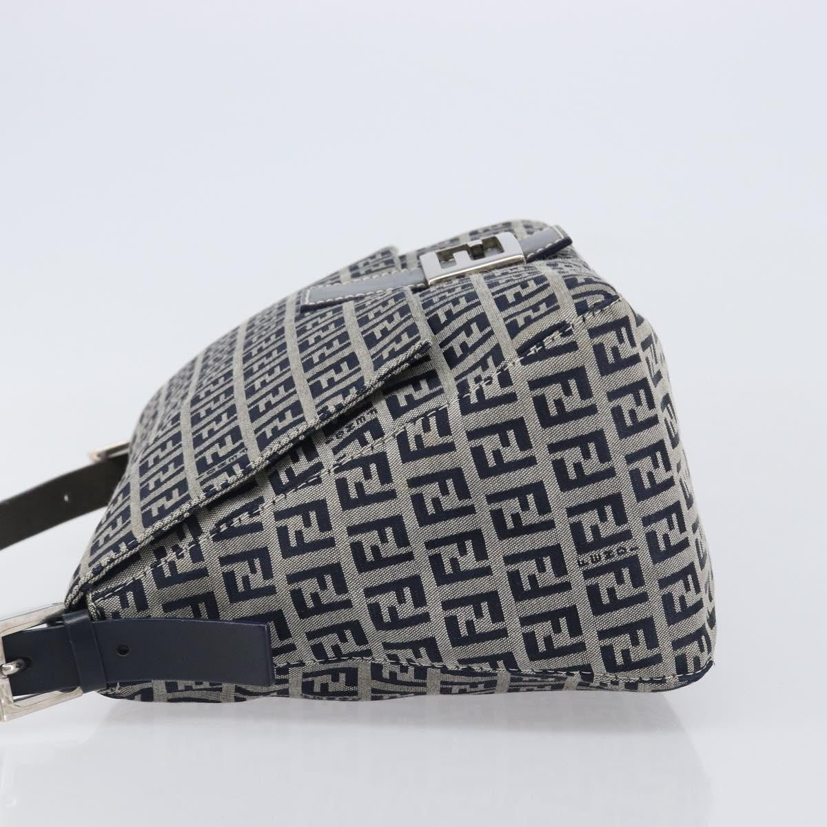 Fendi Zucchino Canvas Mamma Baguette Canvas Navy Canvas Shoulder Bag Bag (Pre-Owned)