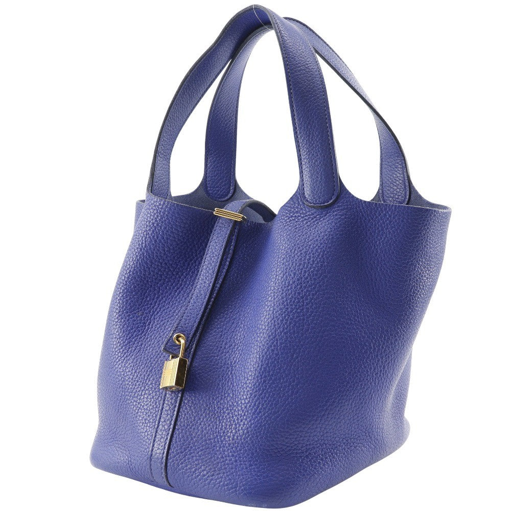 Hermes Picotin Lock Clemence Blue Leather Handbag (Pre-Owned)