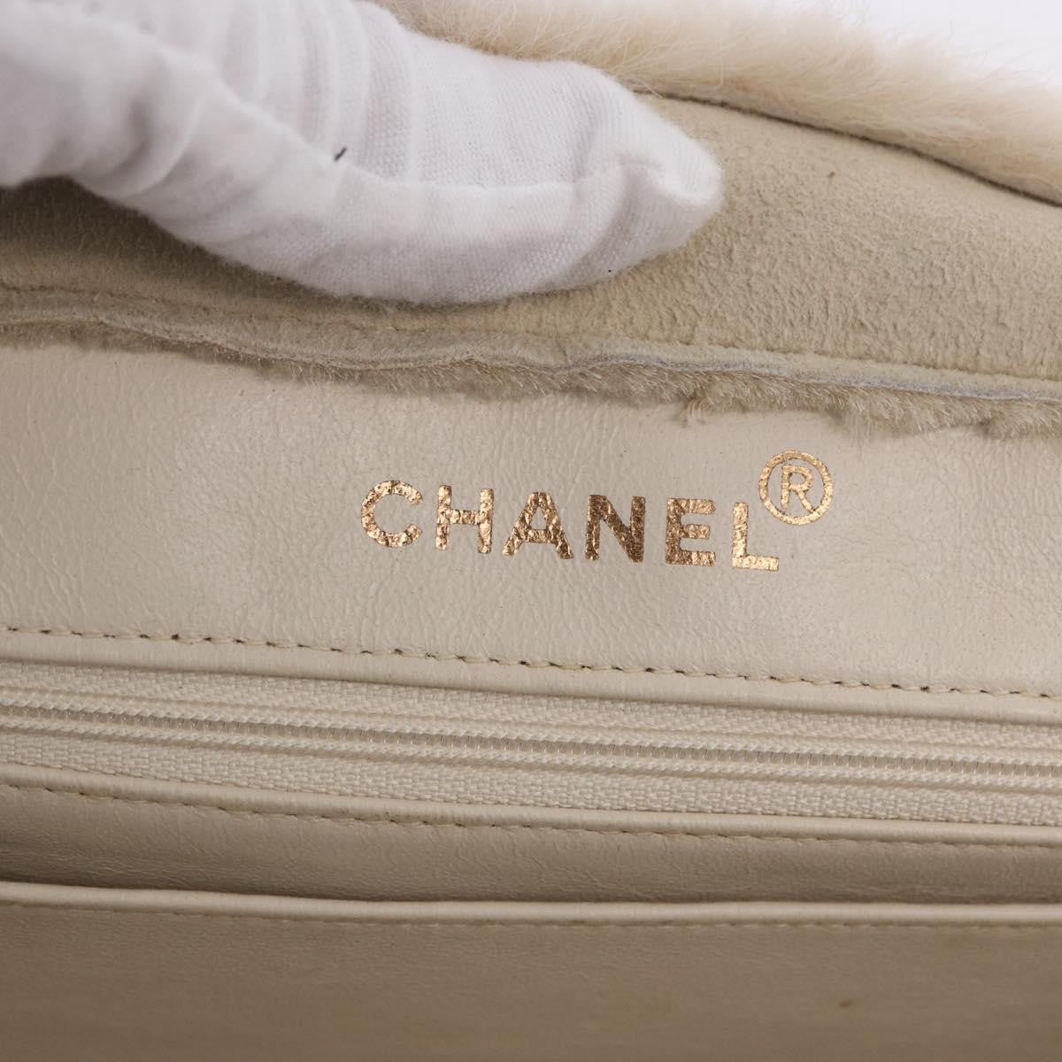 Chanel Vintage East West Tote Shearling And Suede Beige Leather Tote Bag Bag (Pre-Owned)