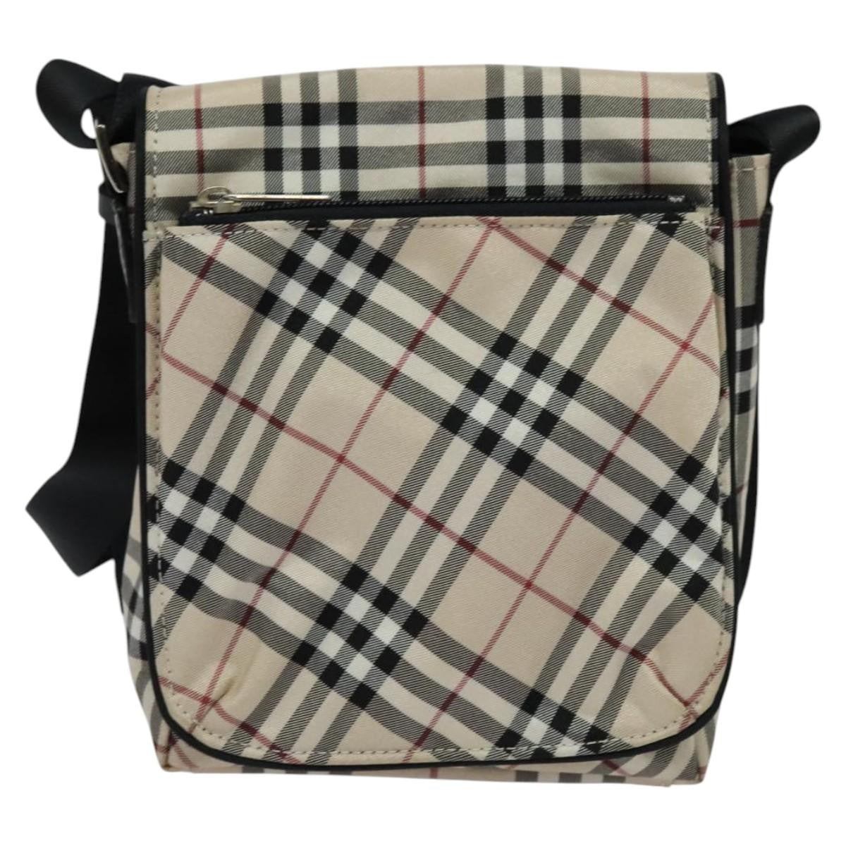 Burberry Nova Check Blue Label Nylon Beige Nylon Shoulder Bag Bag (Pre-Owned)