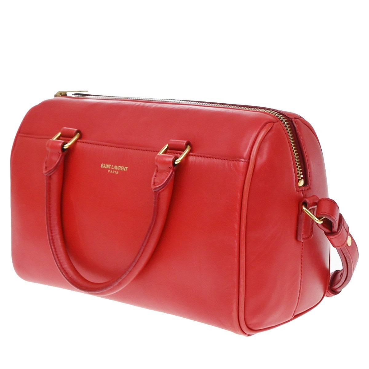 Saint Laurent Classic Baby Duffle Leather Red Leather Handbag (Pre-Owned)