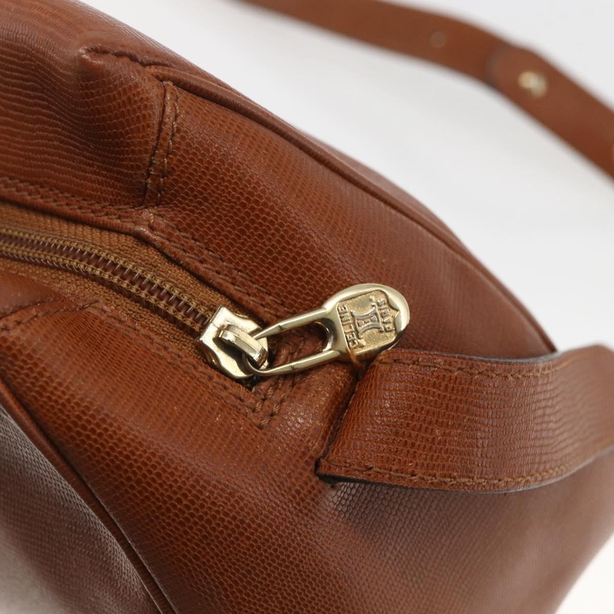 Celine Vintage Circle Logo Leather Brown Leather Shoulder Bag Bag (Pre-Owned)