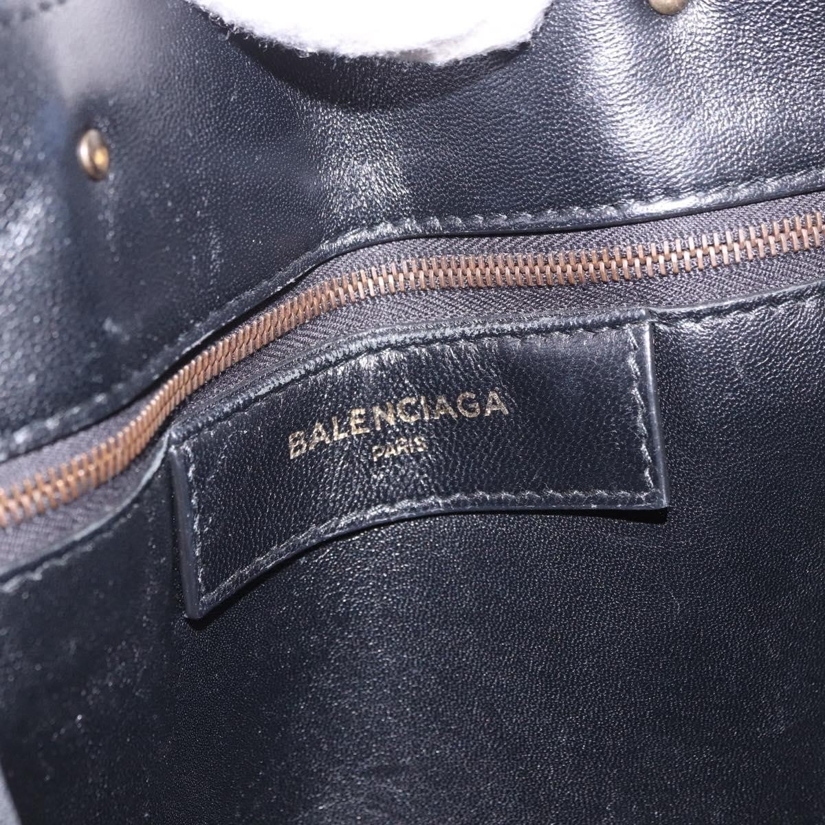Balenciaga Papier A4 Classic Studs Shearling Black Fur Handbag (Pre-Owned)