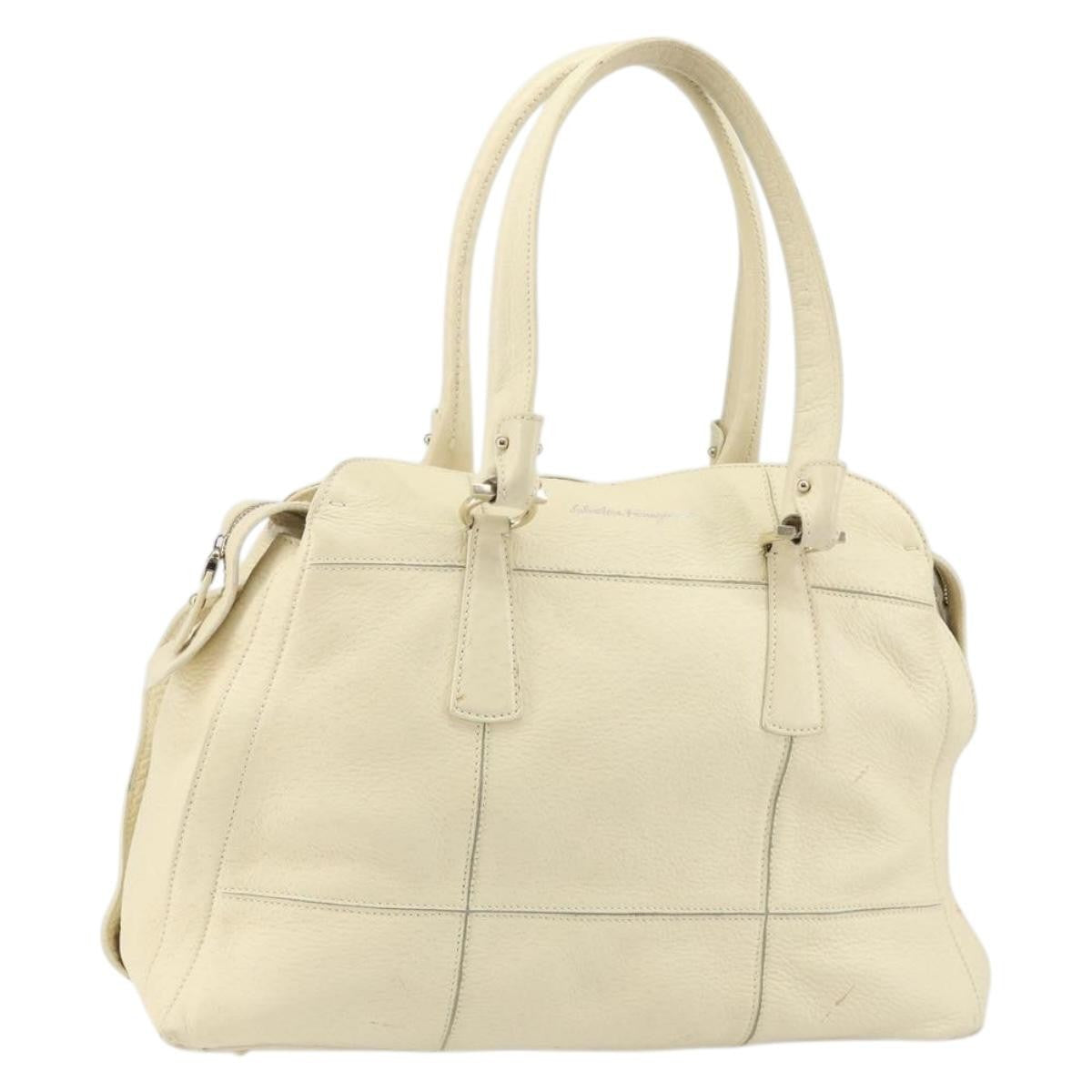Salvatore Ferragamo Gancini Leather Beige Leather Shoulder Bag Bag (Pre-Owned)