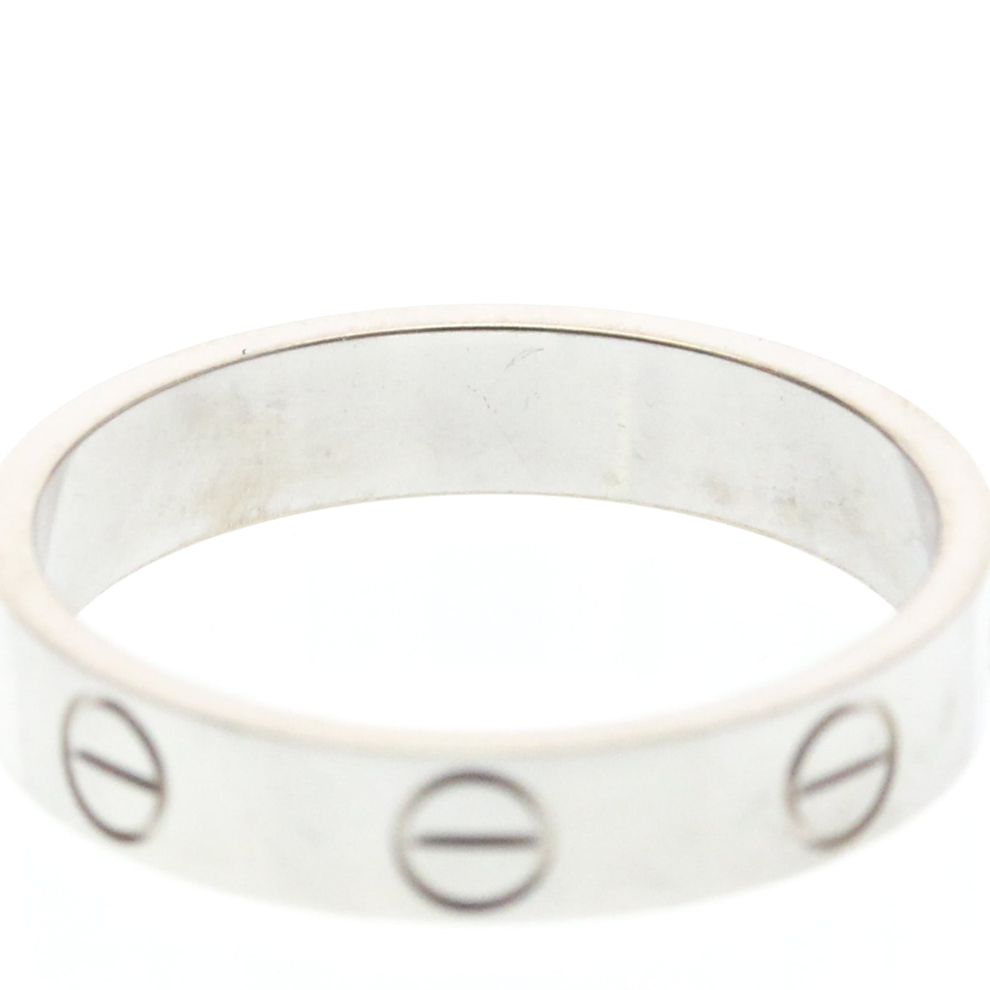 Cartier Love Band 18K White Gold Silver White_Gold Ring Jewelry (Pre-Owned)
