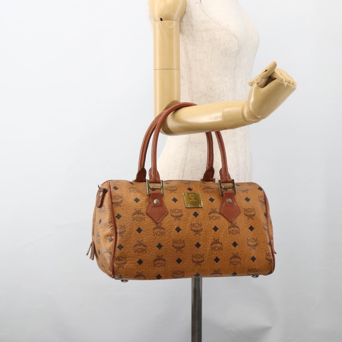 MCM Visetos Logogramme Leather Brown Leather Handbag (Pre-Owned)