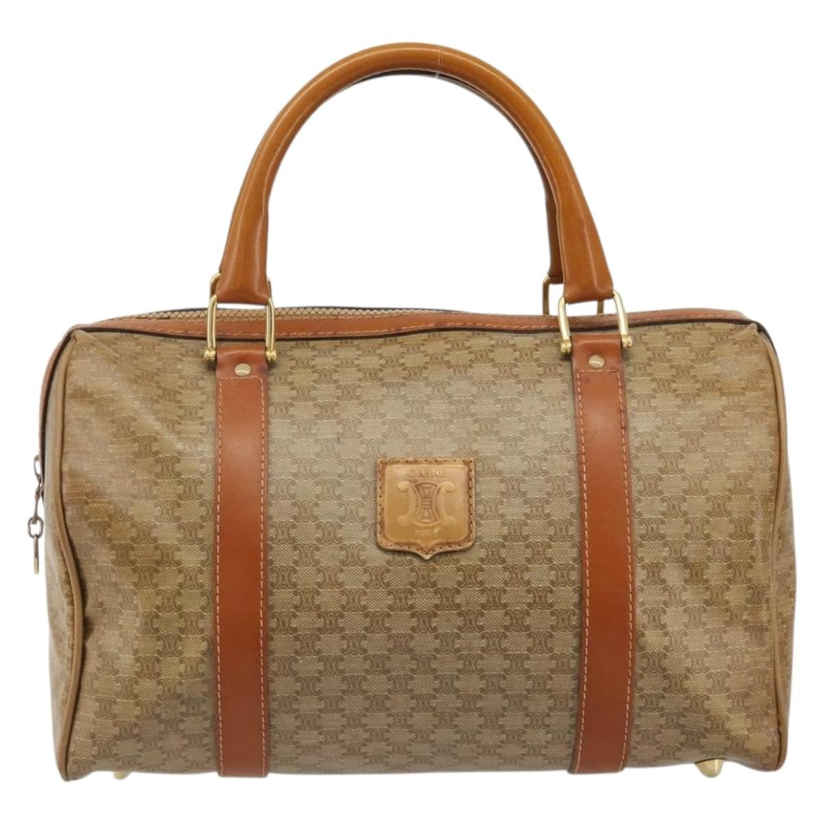Celine Vintage Macadam Canvas And Leather Beige Canvas Handbag (Pre-Owned)