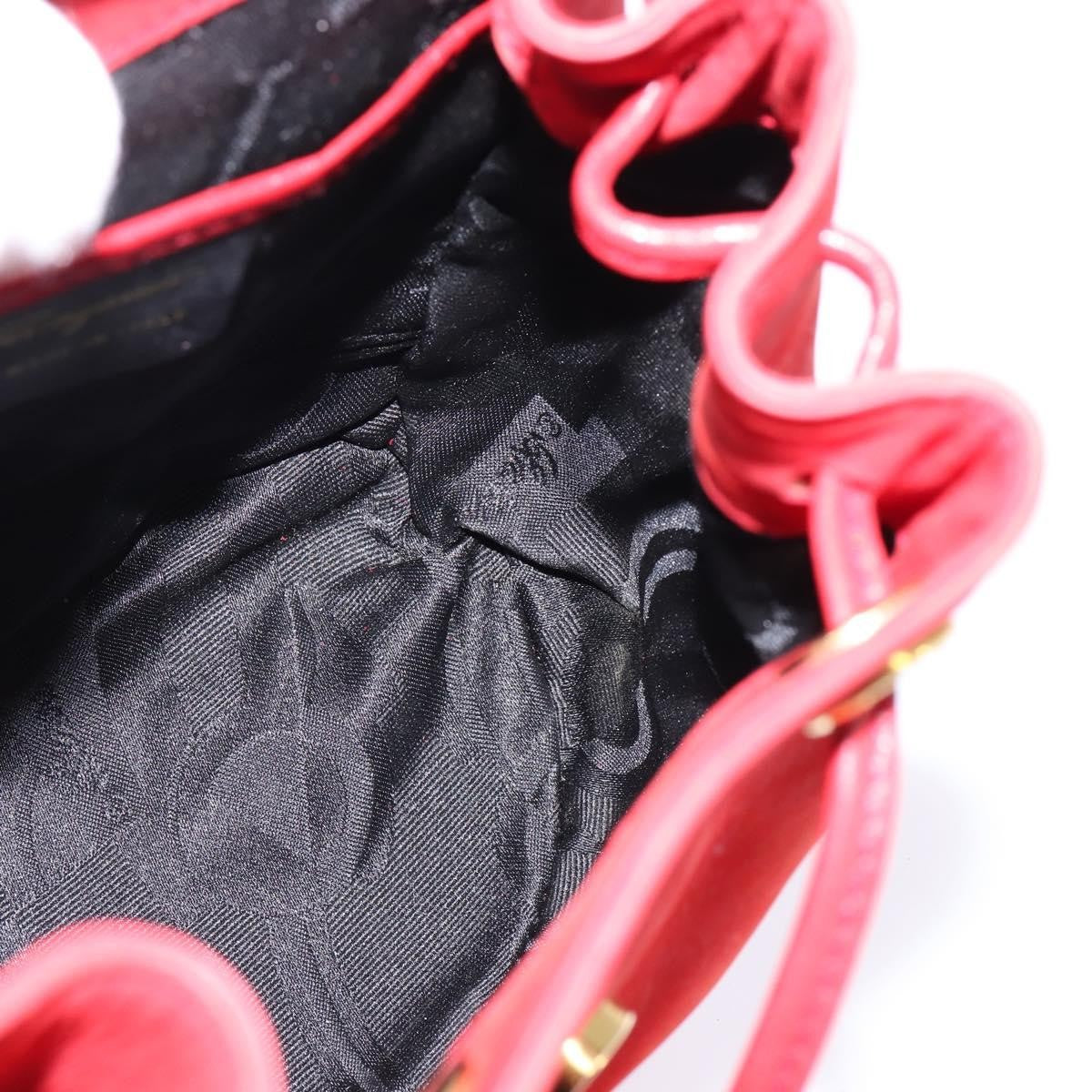 Salvatore Ferragamo Gancini Flap Drawstring Leather Red Leather Backpack Bag (Pre-Owned)