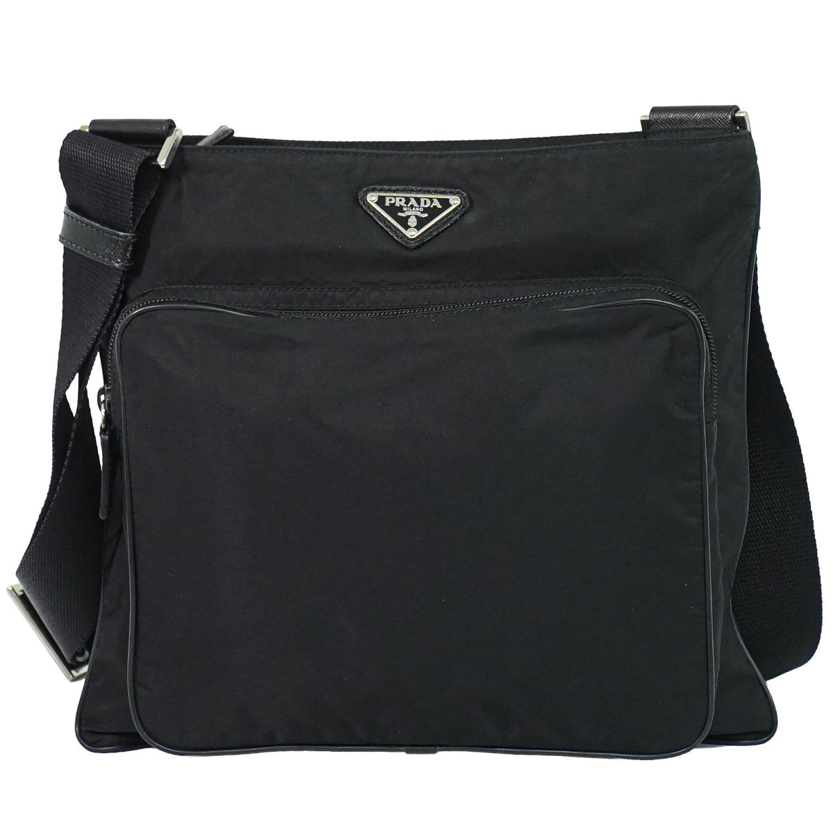 Prada Front Pocket Messenger Quilted Tessuto Black Nylon Shoulder Bag Bag (Pre-Owned)