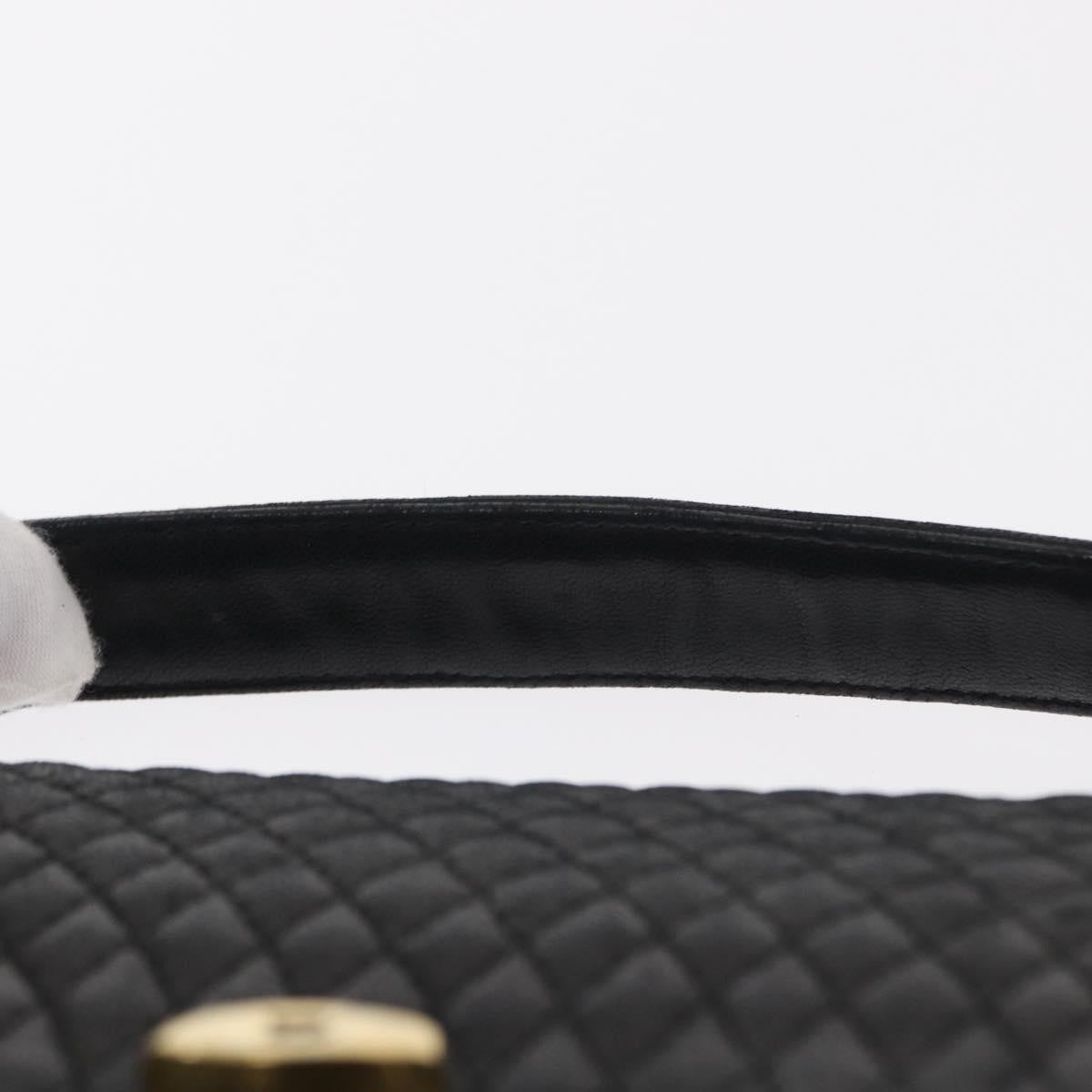 Bally Vintage Quilted Leather Black Leather Handbag (Pre-Owned)