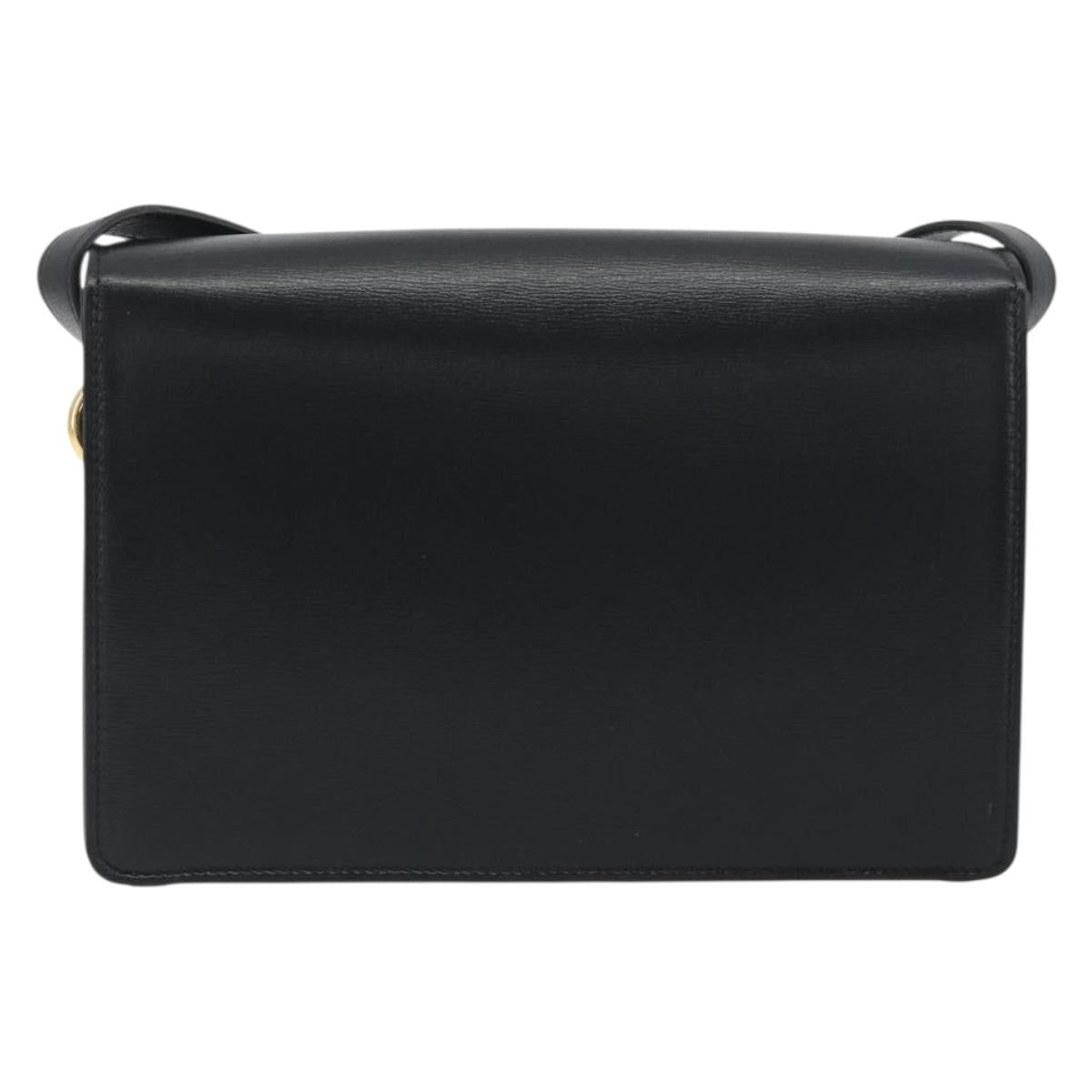 Gucci Gg Ring Leather Black Leather Shoulder Bag Bag (Pre-Owned)