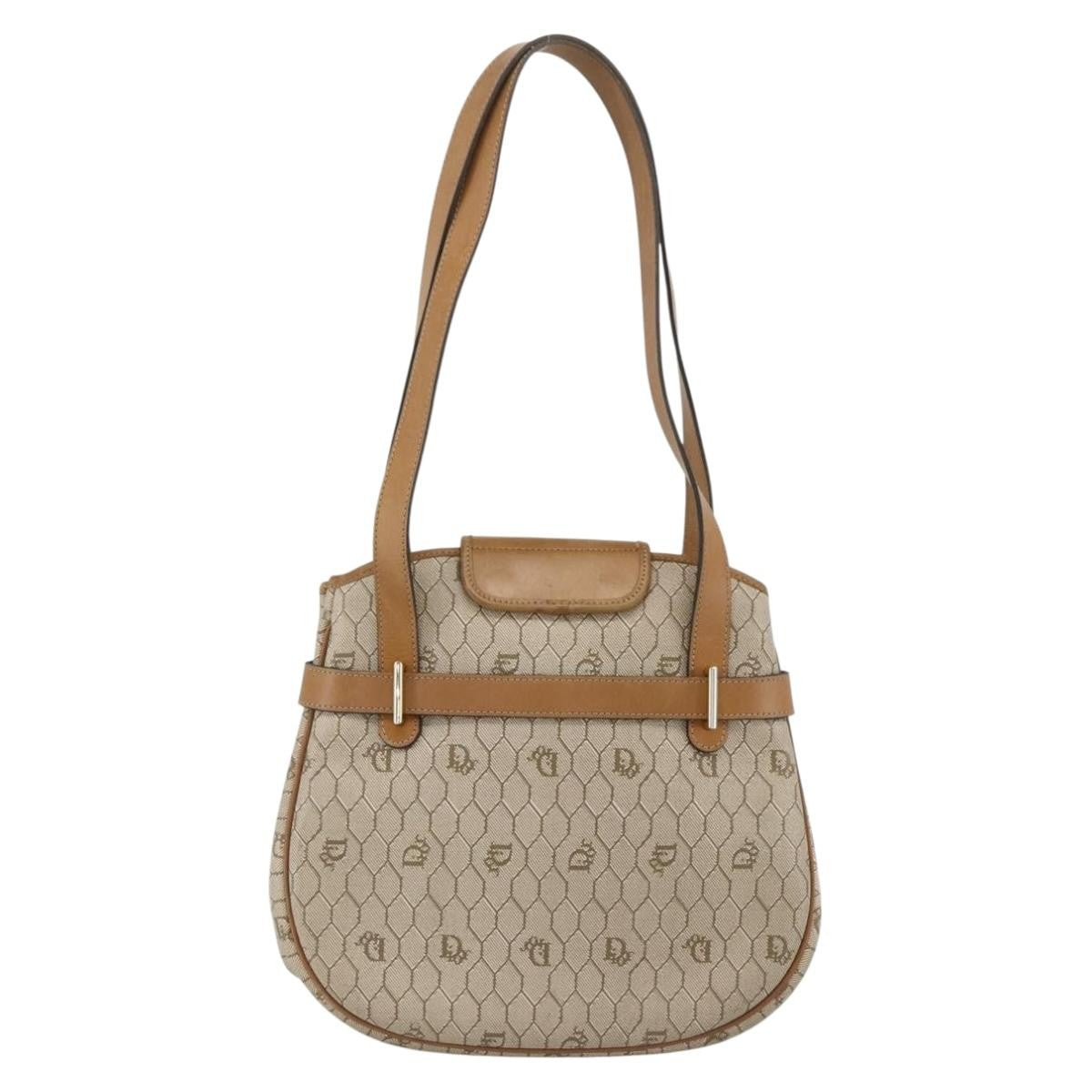 Christian Dior Vintage Honeycomb Canvas And Leather Beige Canvas Shoulder Bag Bag (Pre-Owned)