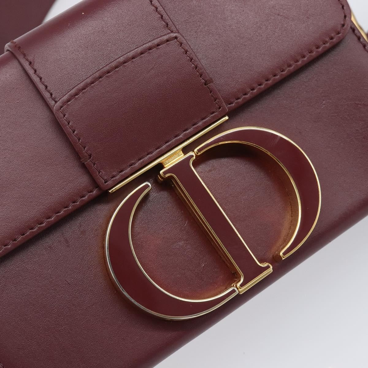 Christian Dior 30 Montaigne Box Leather Burgundy Leather Handbag (Pre-Owned)
