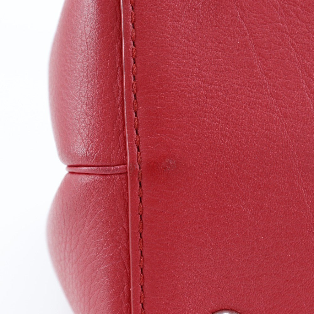 Fendi 2Jours Leather Red Calfskin Tote Bag Bag (Pre-Owned)
