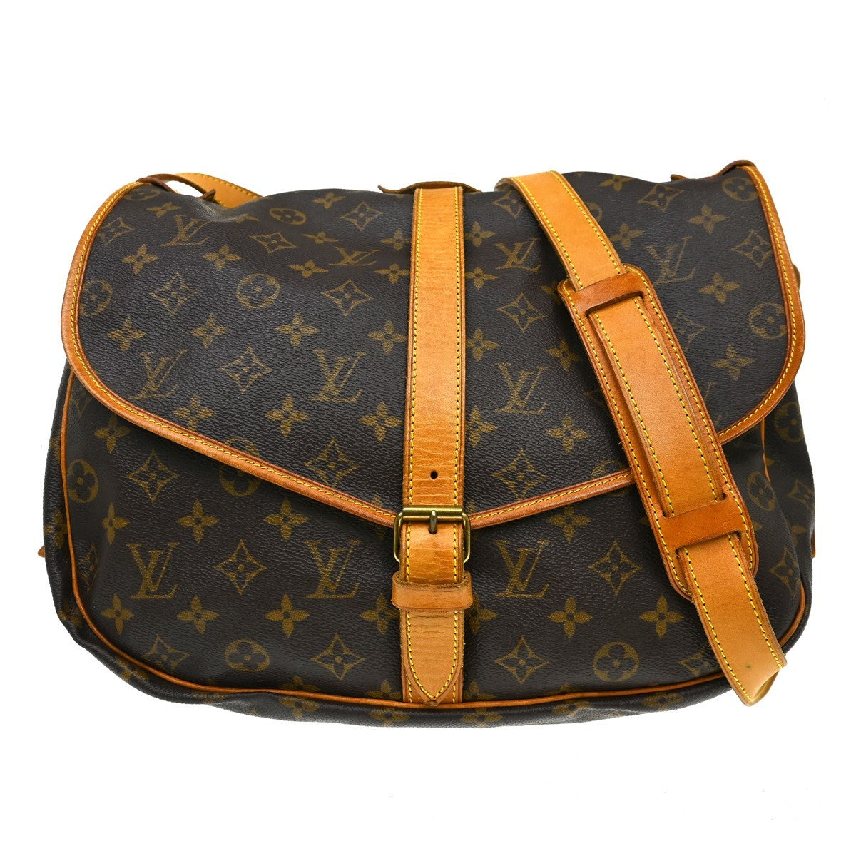 Louis Vuitton Saumur Monogram Canvas Brown Canvas Handbag (Pre-Owned)