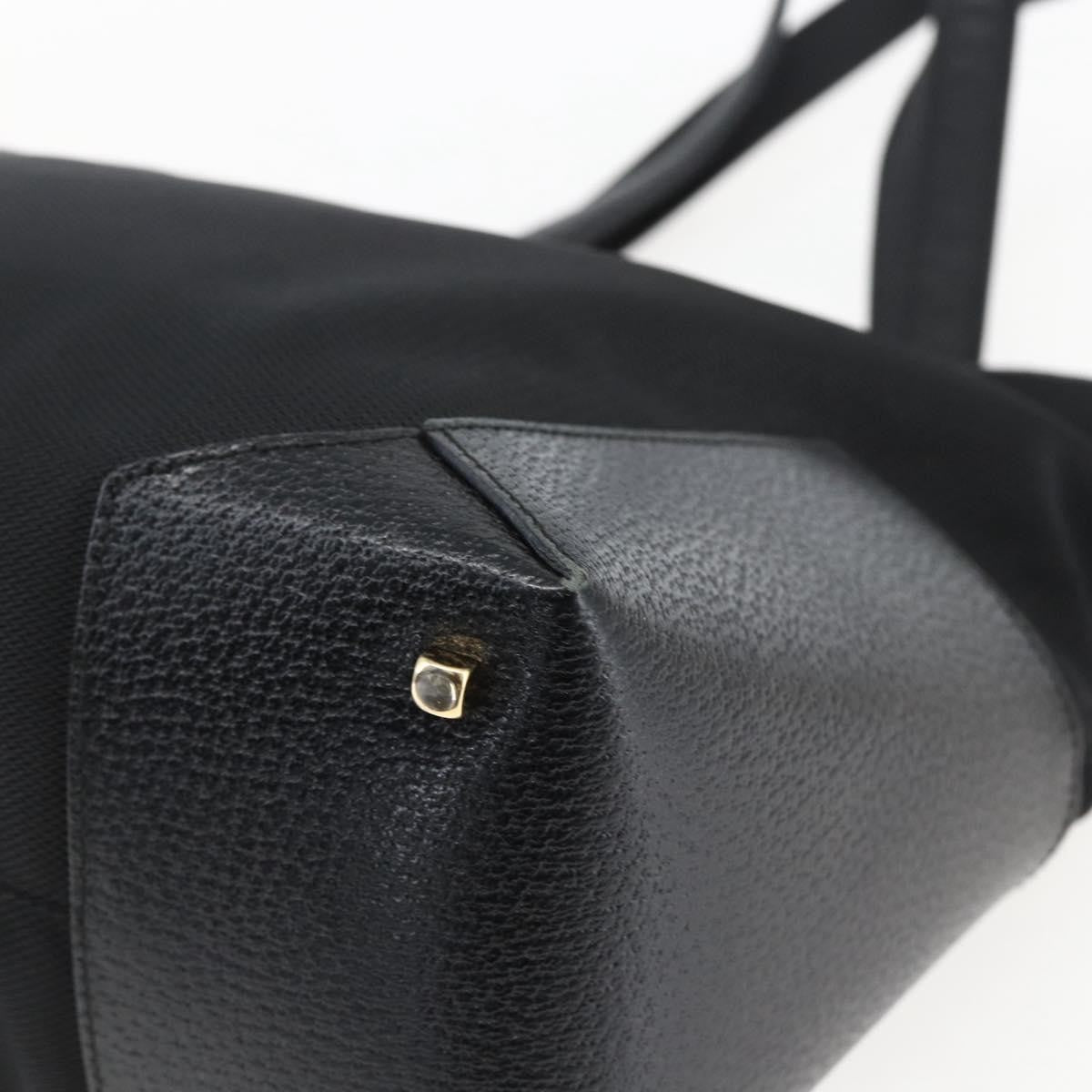 Salvatore Ferragamo Tote Woven Leather Black Canvas Tote Bag Bag (Pre-Owned)