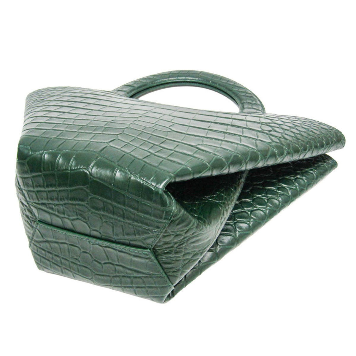 Bottega Veneta Doll Crocodile Embossed Leather Green Leather Tote Bag Bag (Pre-Owned)