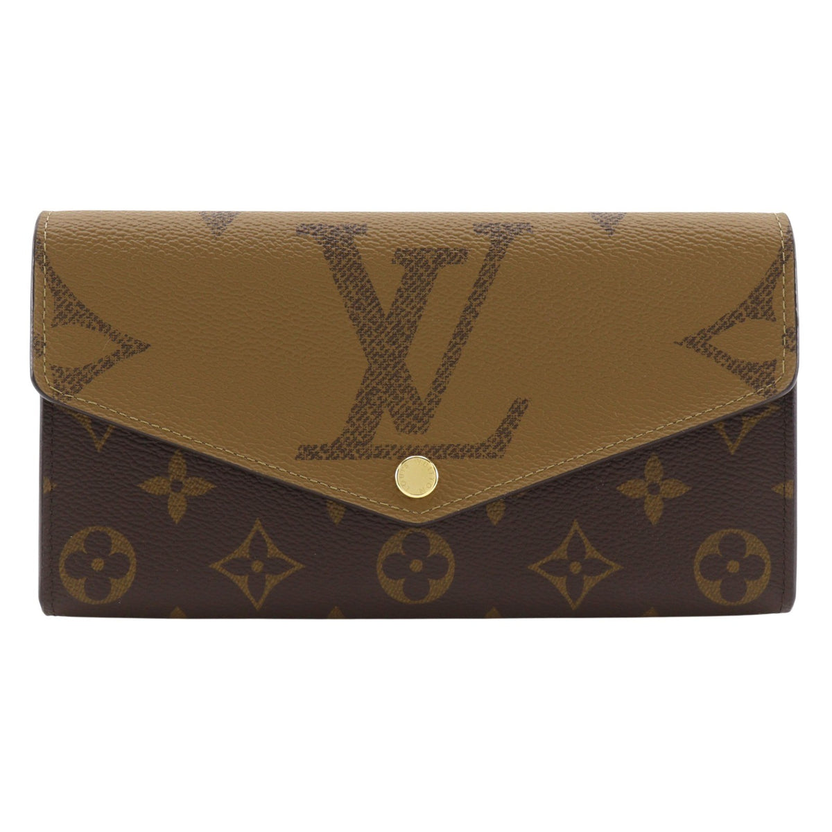 Louis Vuitton Sarah Wallet Nm Reverse Monogram Giant And Monogram Canvas Brown Canvas Wallets Accessory (Pre-Owned)