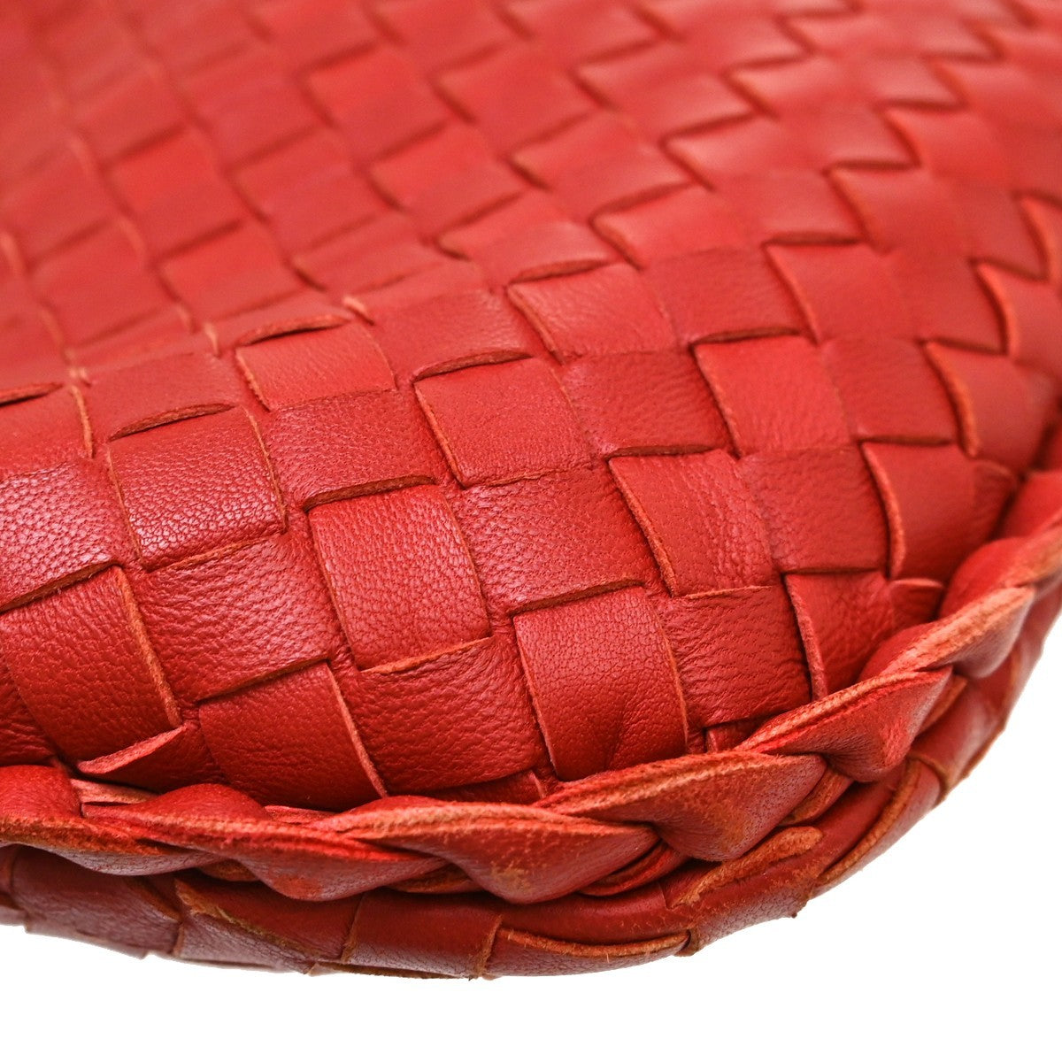 Bottega Veneta Veneta Hobo Intrecciato Nappa Red Leather Handbag (Pre-Owned)