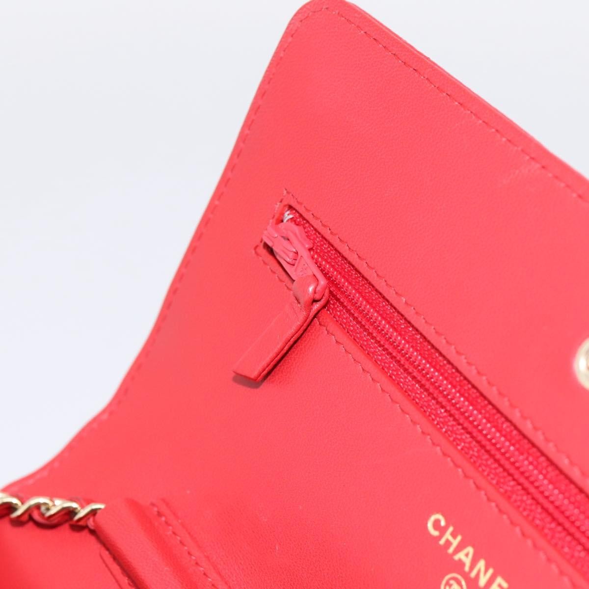 Chanel Wallet On Chain Quilted Lambskin Red Leather Wallets Accessory (Pre-Owned)