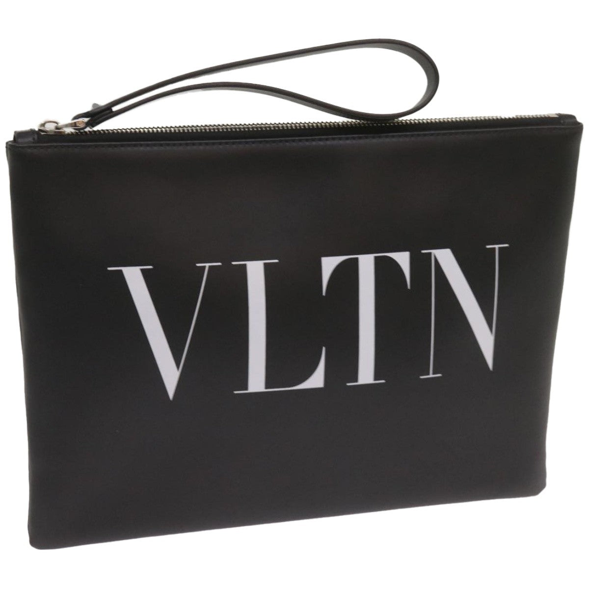 Valentino Garavani Vltn Wristlet Clutch Printed Leather Black Leather Clutche & Pouche Bag (Pre-Owned)