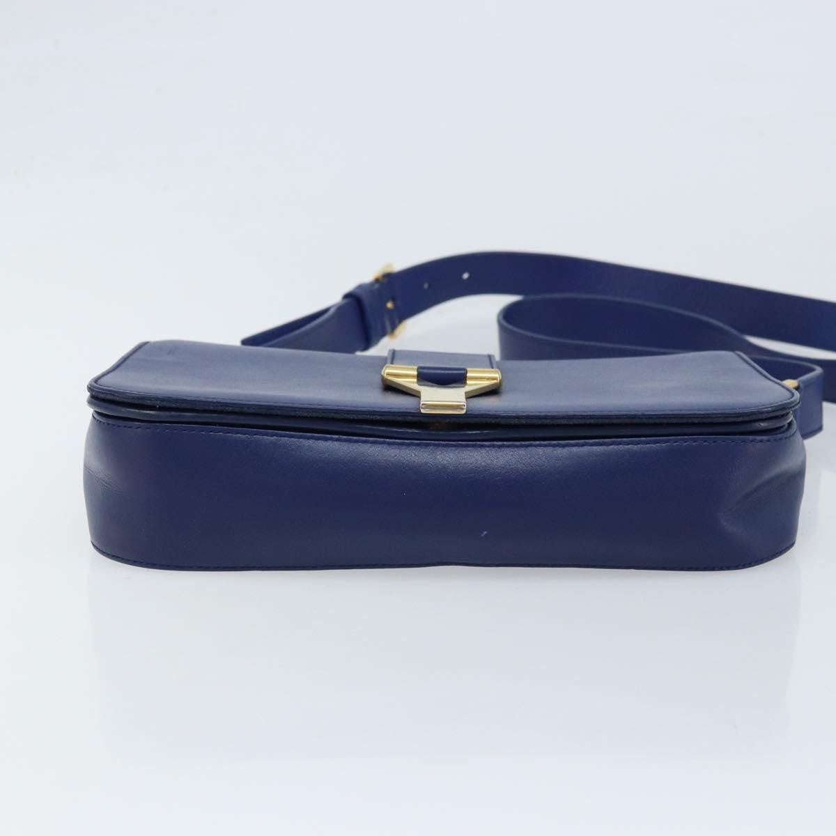 Saint Laurent Chyc Flap Leather Blue Leather Shoulder Bag Bag (Pre-Owned)