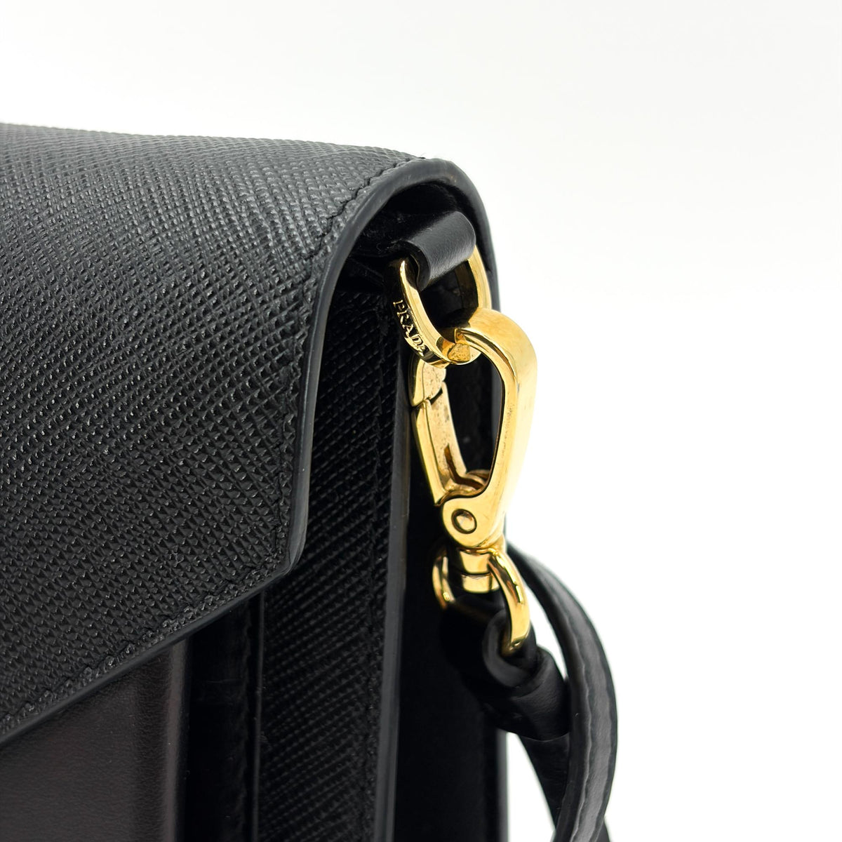 Prada Envelope Clutch Saffiano Leather Black Leather Clutche & Pouche Bag (Pre-Owned)