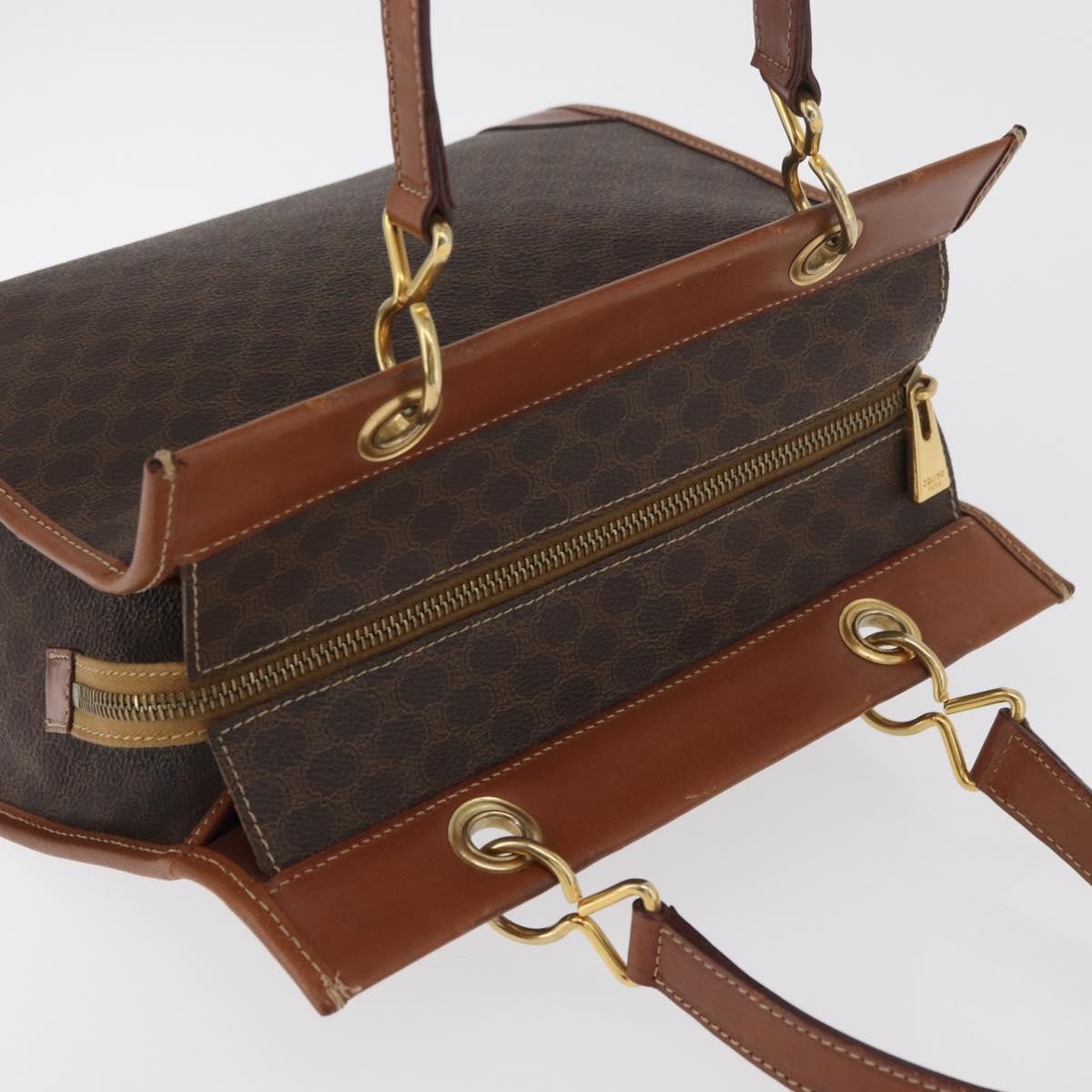 Celine Vintage Macadam Canvas And Leather Brown Canvas Tote Bag Bag (Pre-Owned)