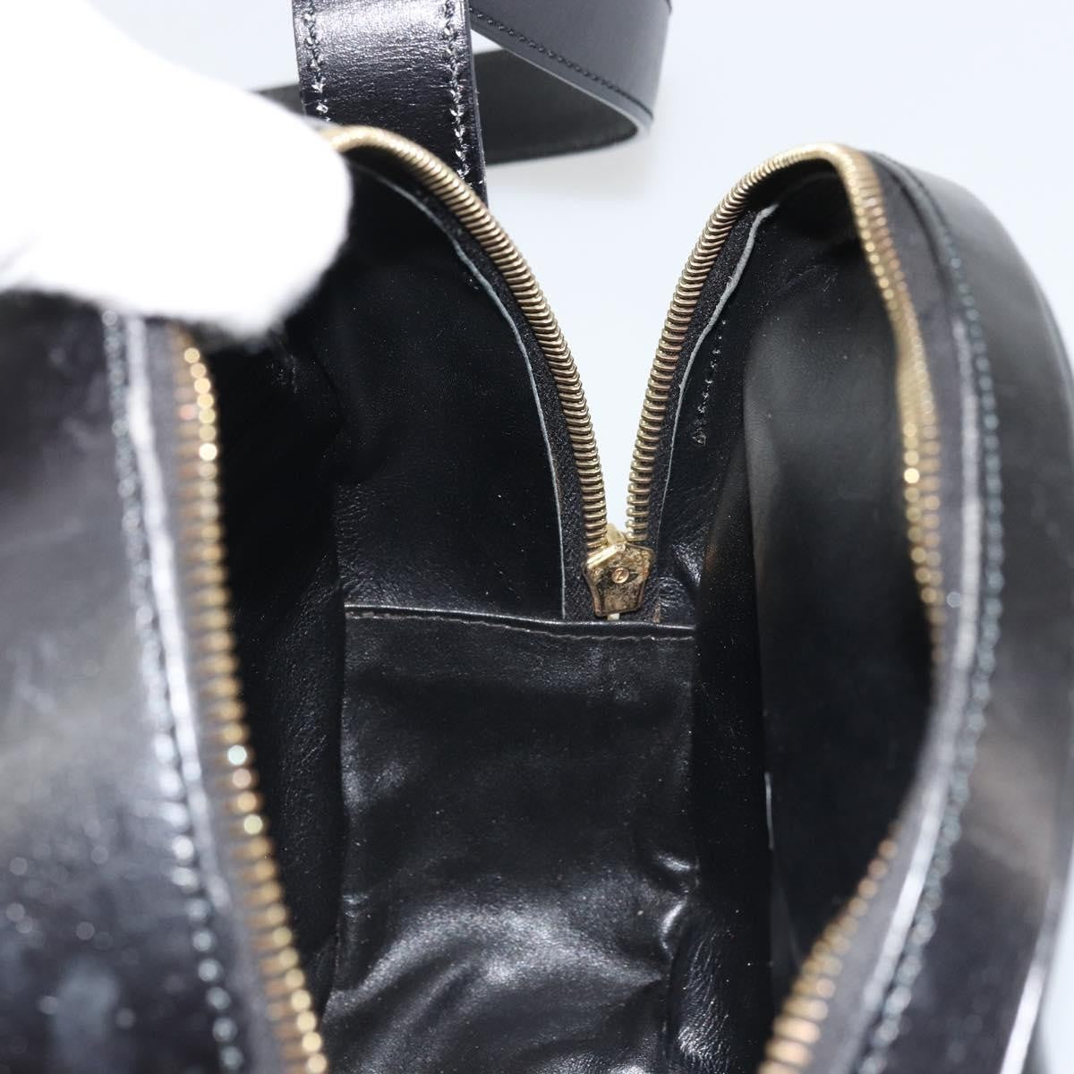 Celine Circle Logo Leather Black Leather Shoulder Bag Bag (Pre-Owned)