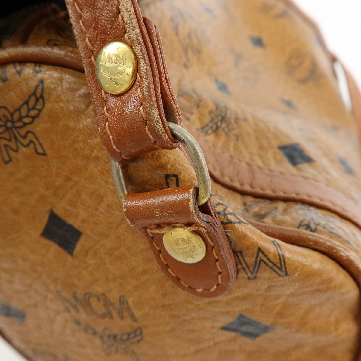 MCM Visetos Leather Brown Leather Shoulder Bag Bag (Pre-Owned)